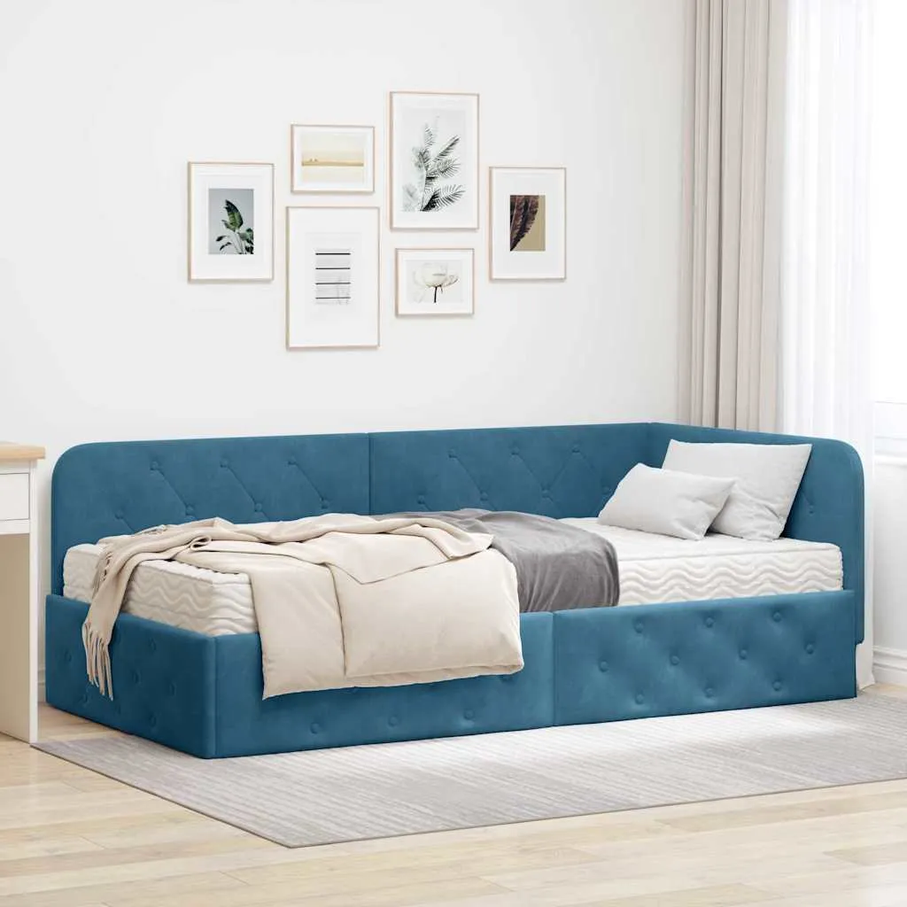 Eckbett mit Matratze 194 x 94 x 72 cm Blau