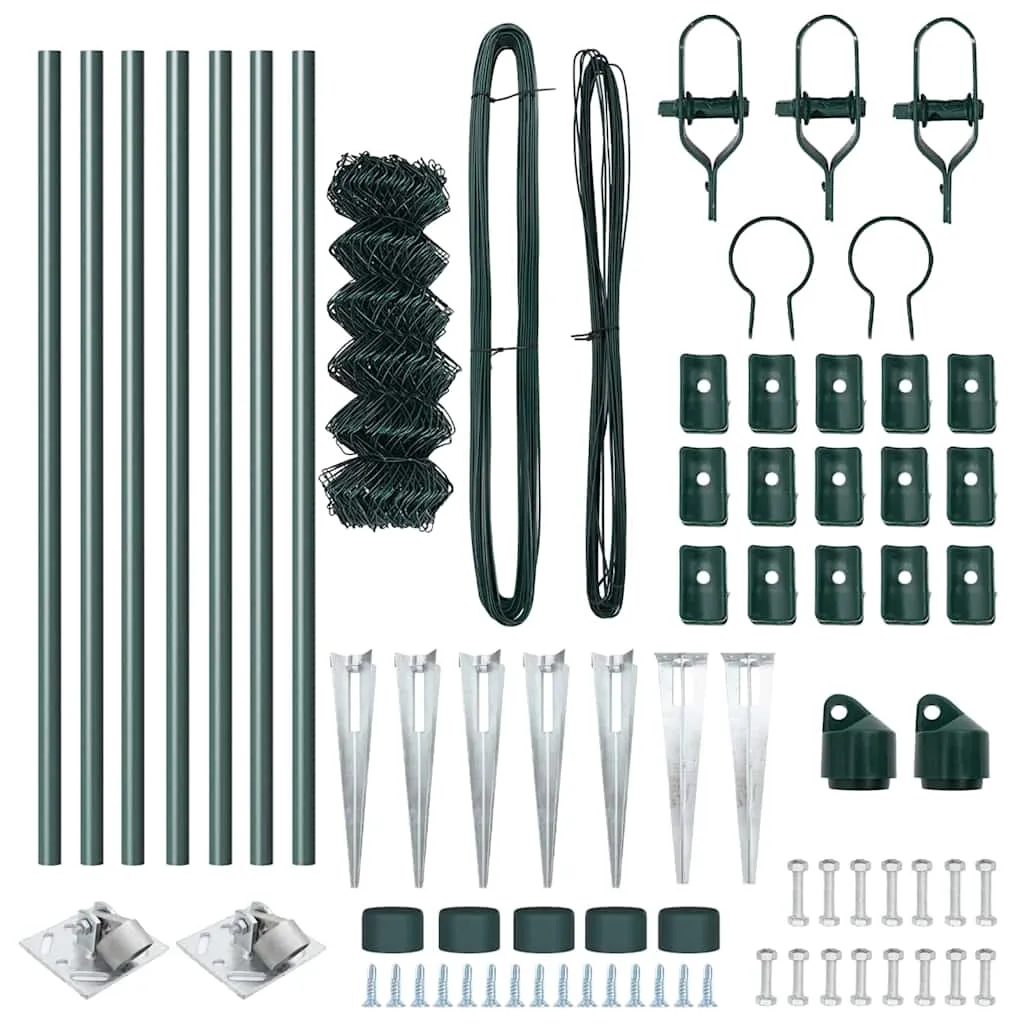 Zaunpfosten-Set Grün 1000 x 3,2 x 80 cm aus Stahl und PVC