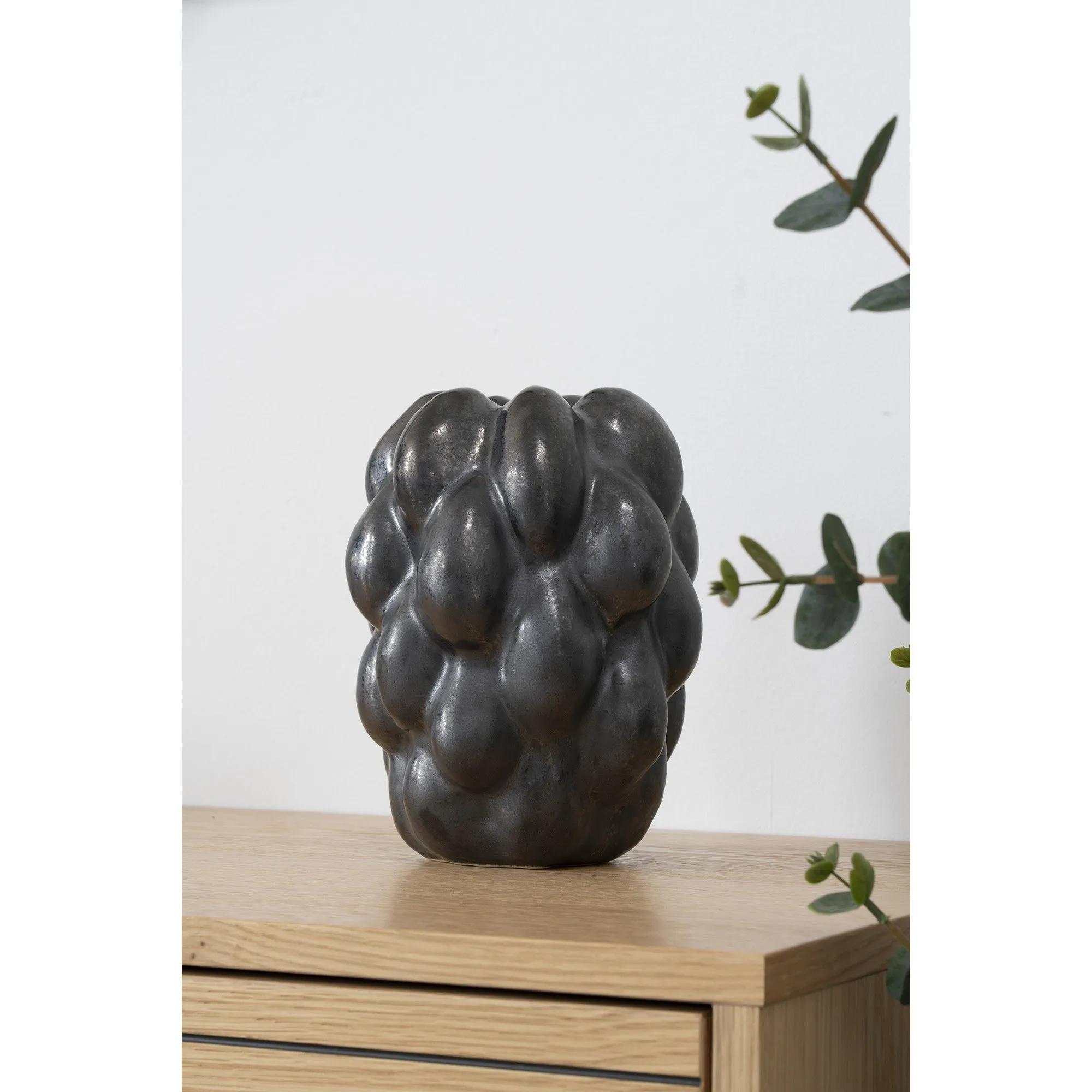 tinkaro Vase Steingut Schwarz
