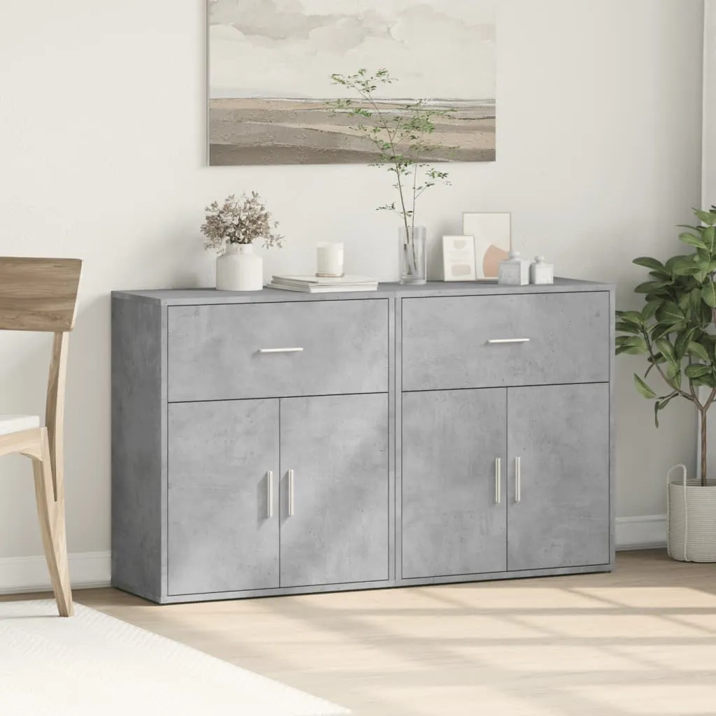 Robustes Sideboard 60x31x70 cm in Betongrau aus Holzwerkstoff