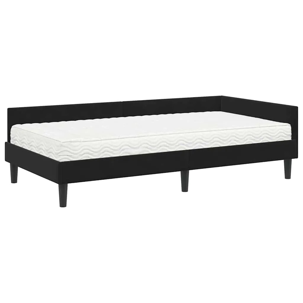 Eckbettgestell mit Matratze 204 x 94 x 57 cm Schwarz