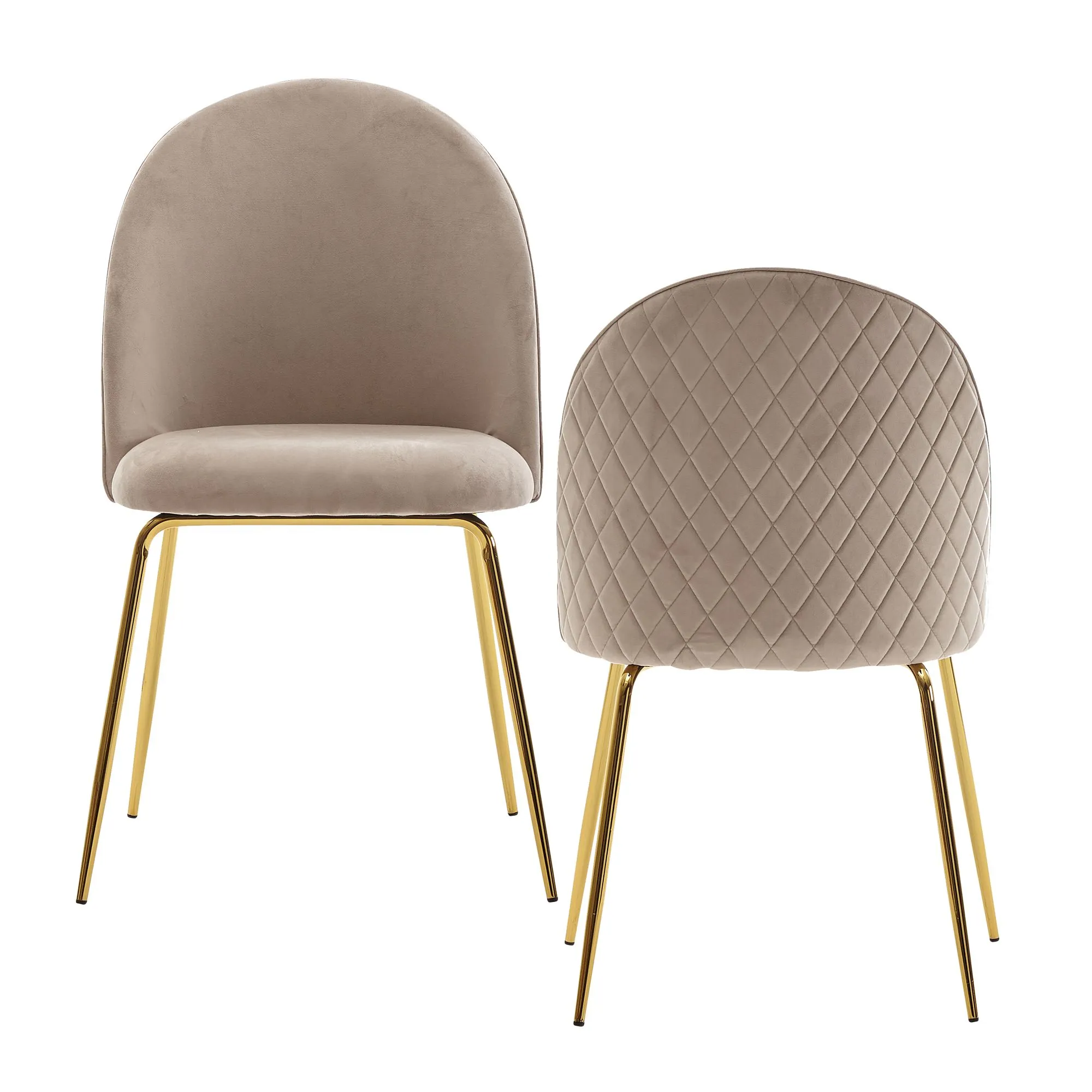 tinkaro Polsterstühle 2er-Set NURSEL Samt Esszimmerstühle Beige tinkaro Polsterstühle 2er-Set NURSEL Samt Esszimmerstühle Beige