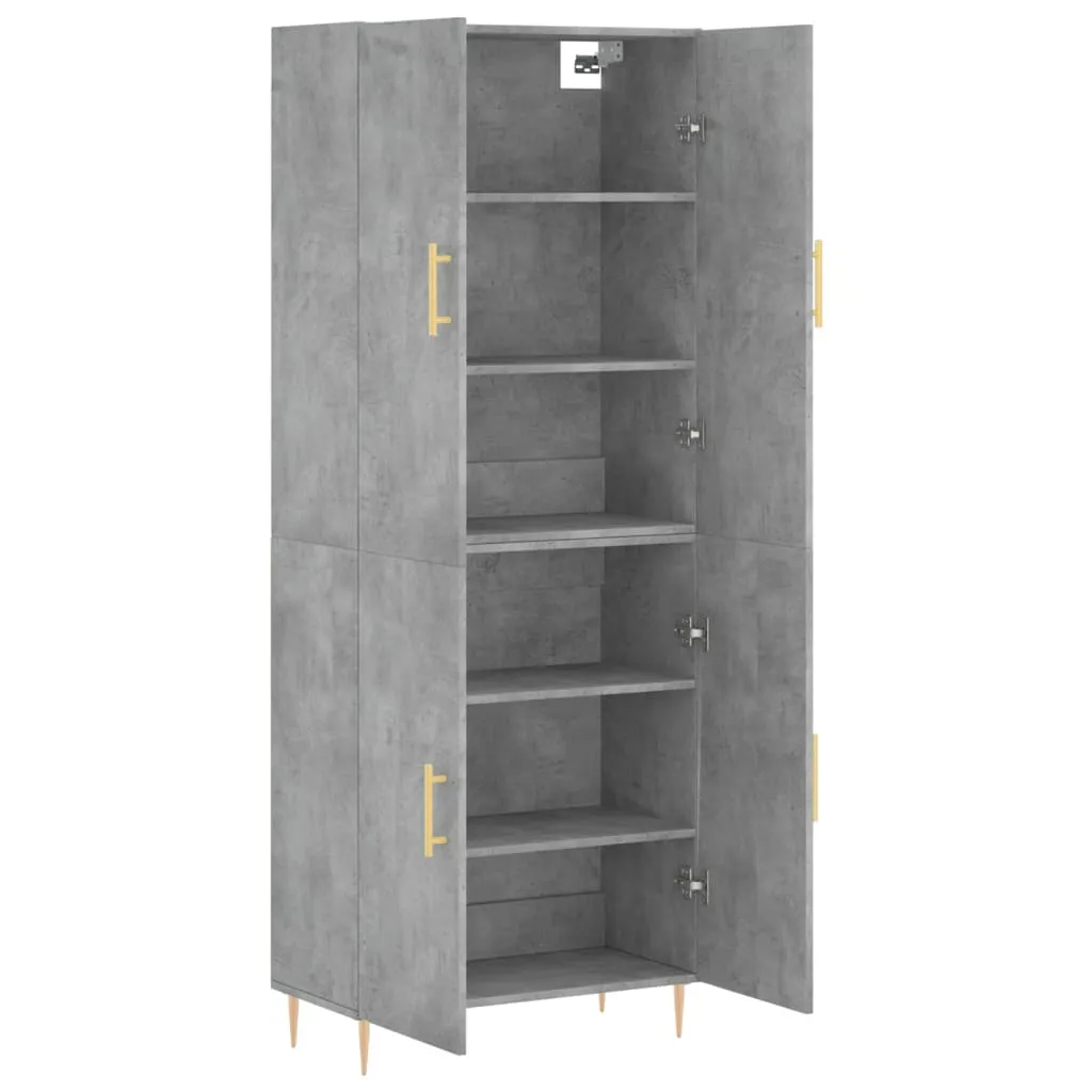 Highboard mit Sideboard 69,5x34x180 cm Betongrau aus Holzwerkstoff und Metall