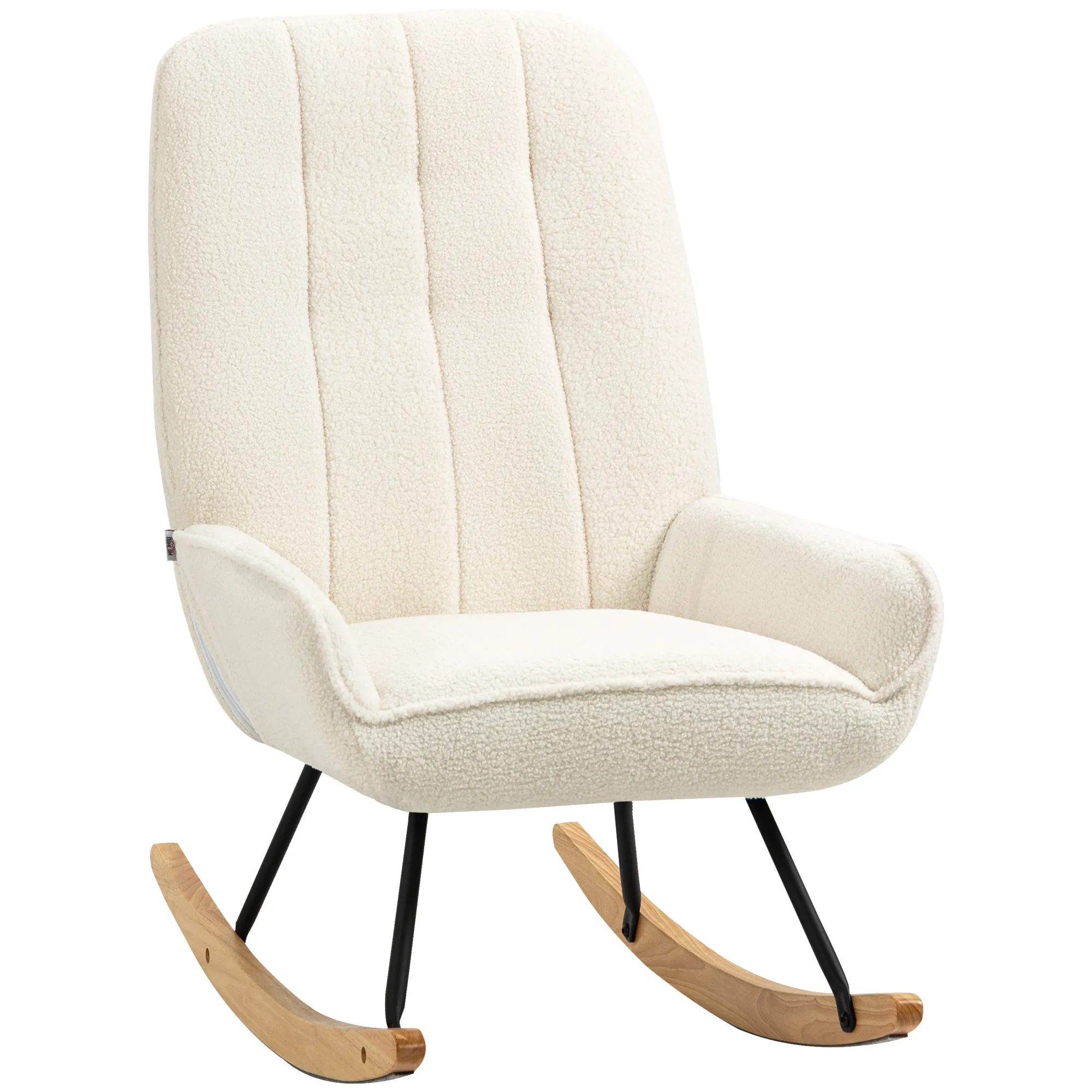 Schaukelstuhl mit Sherpa-Vlies 63 cm x 95cm x 97 cm Natur+ Creme