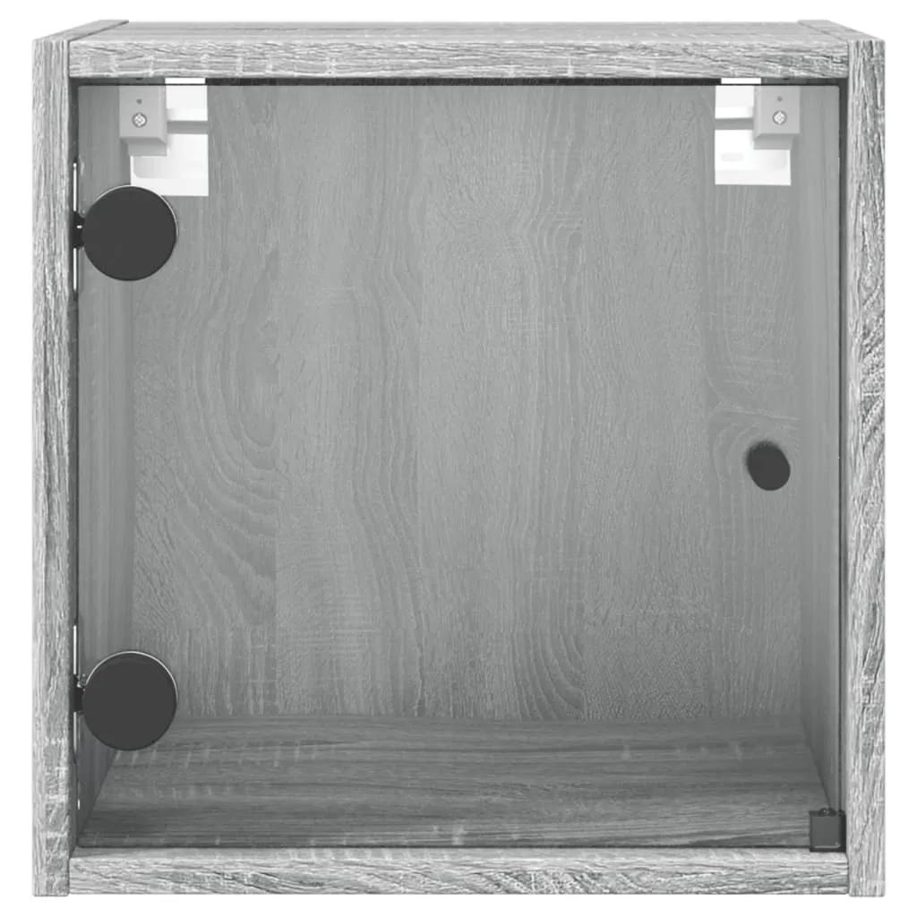 Trendiger Wand-Nachttisch Grau Sonoma 35x37x35 cm aus Holzwerkstoff und Glas