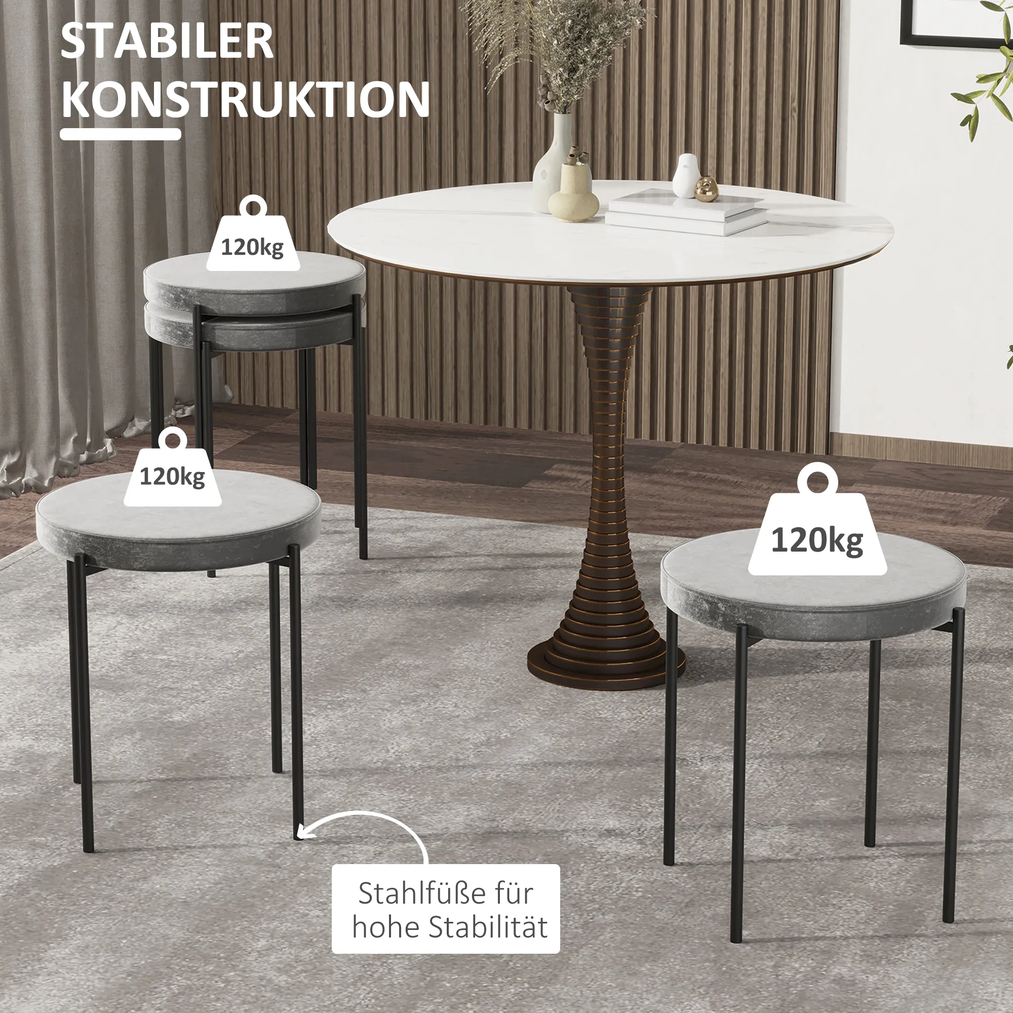 Stapelbare Küchenhocker Grau 41,5B x 41,5T x 46H cm