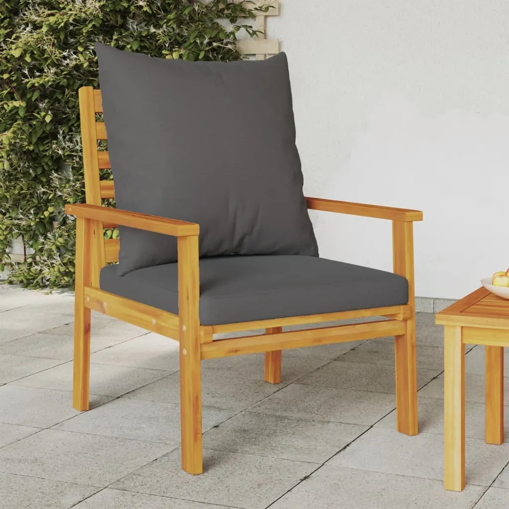 Outdoor-Sessel aus Echtholz mit Kissen, 68x65x81 cm, Dunkelgrau