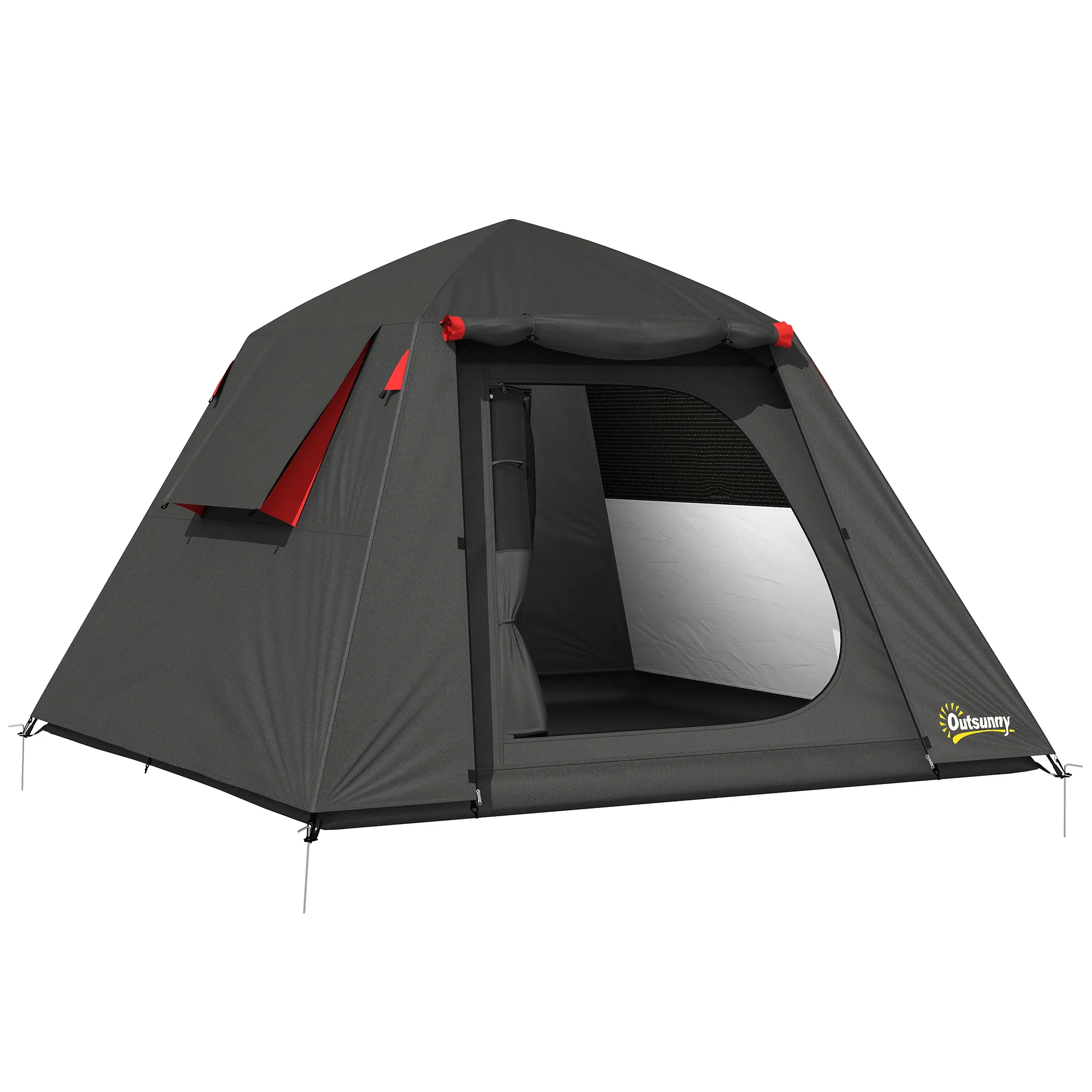 Kuppelzelt 2 Personen 210x210x150 cm Dunkelgrau-Rot