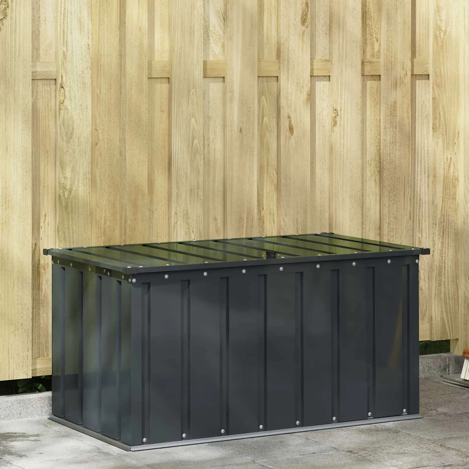 Schwarze Gartenlagerbox aus Stahl 101 x 56,5 x 50 cm