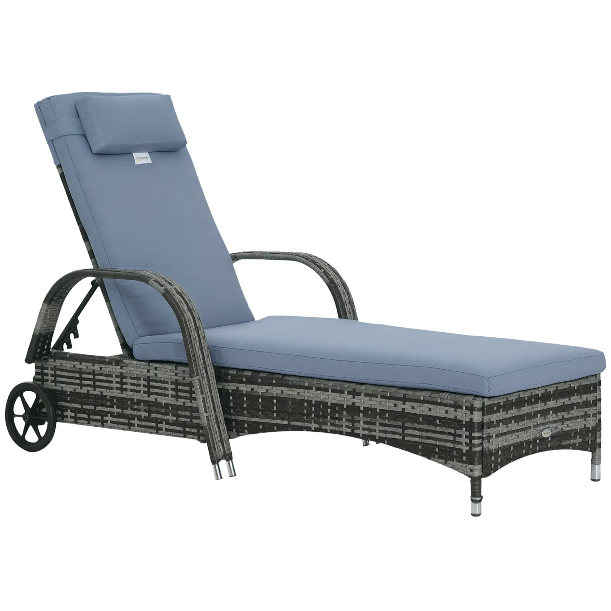 Mobile Gartenliege 200x73x30-103 cm Grau-Blau