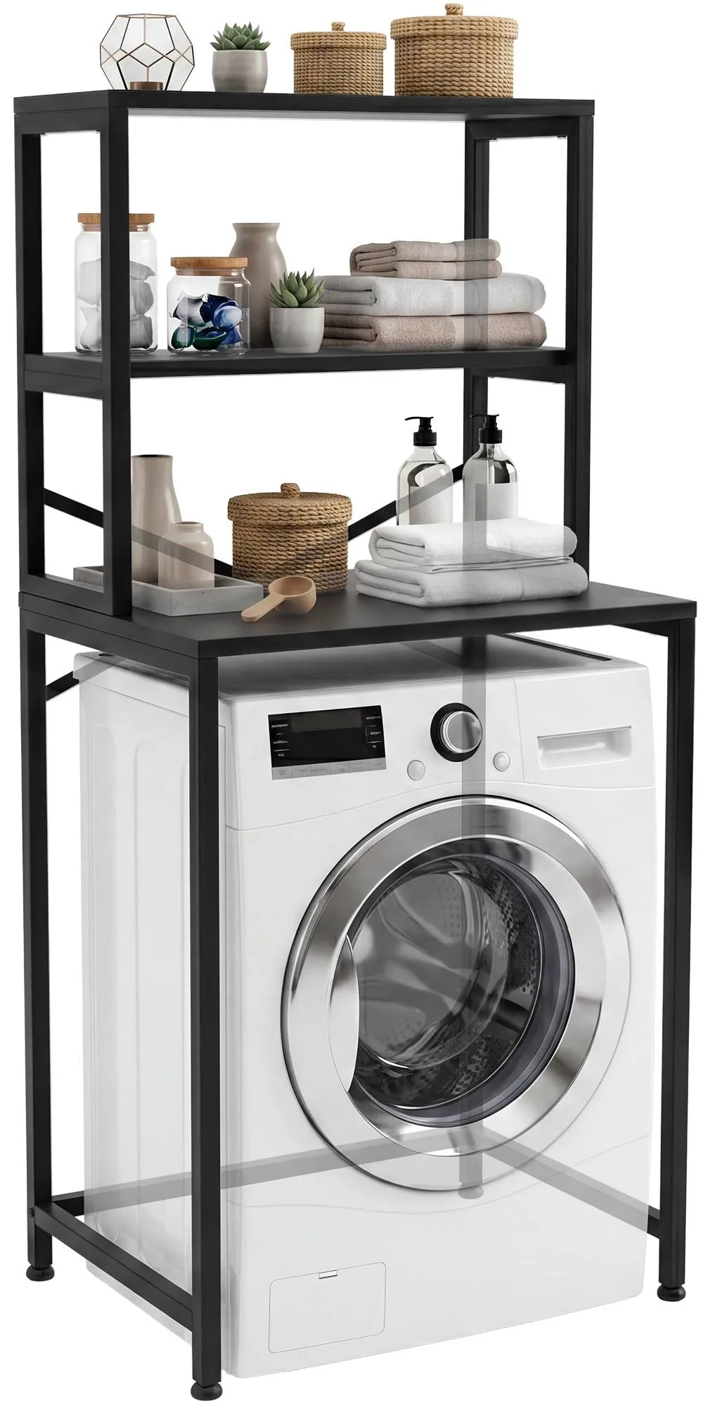 Waschmaschinenregal Torbay 68x50x155 cm schwarz