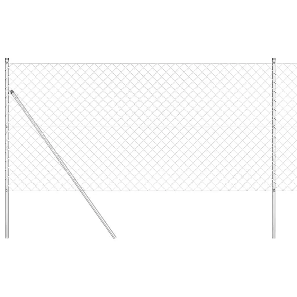 Zaunpfosten-Set aus Stahl 1000 x 3,2 x 120 cm Silber
