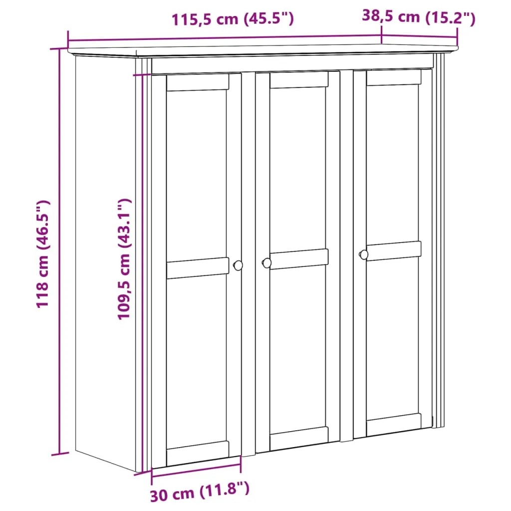 Vitrinenschrank mit Glastüren BODO Weiß und Braun Kiefernholz