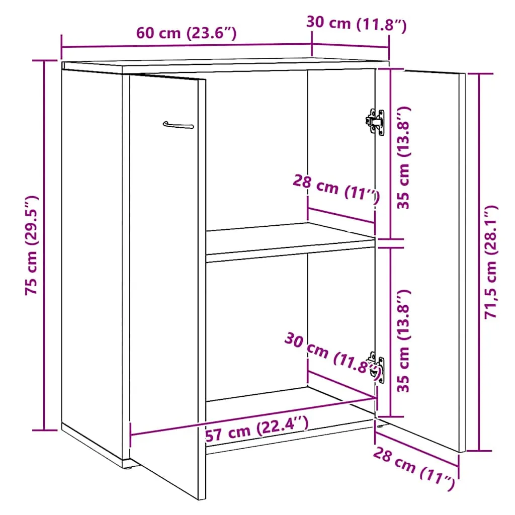Minimalistisches Sideboard Räuchereiche 60 x 30 x 75 cm
