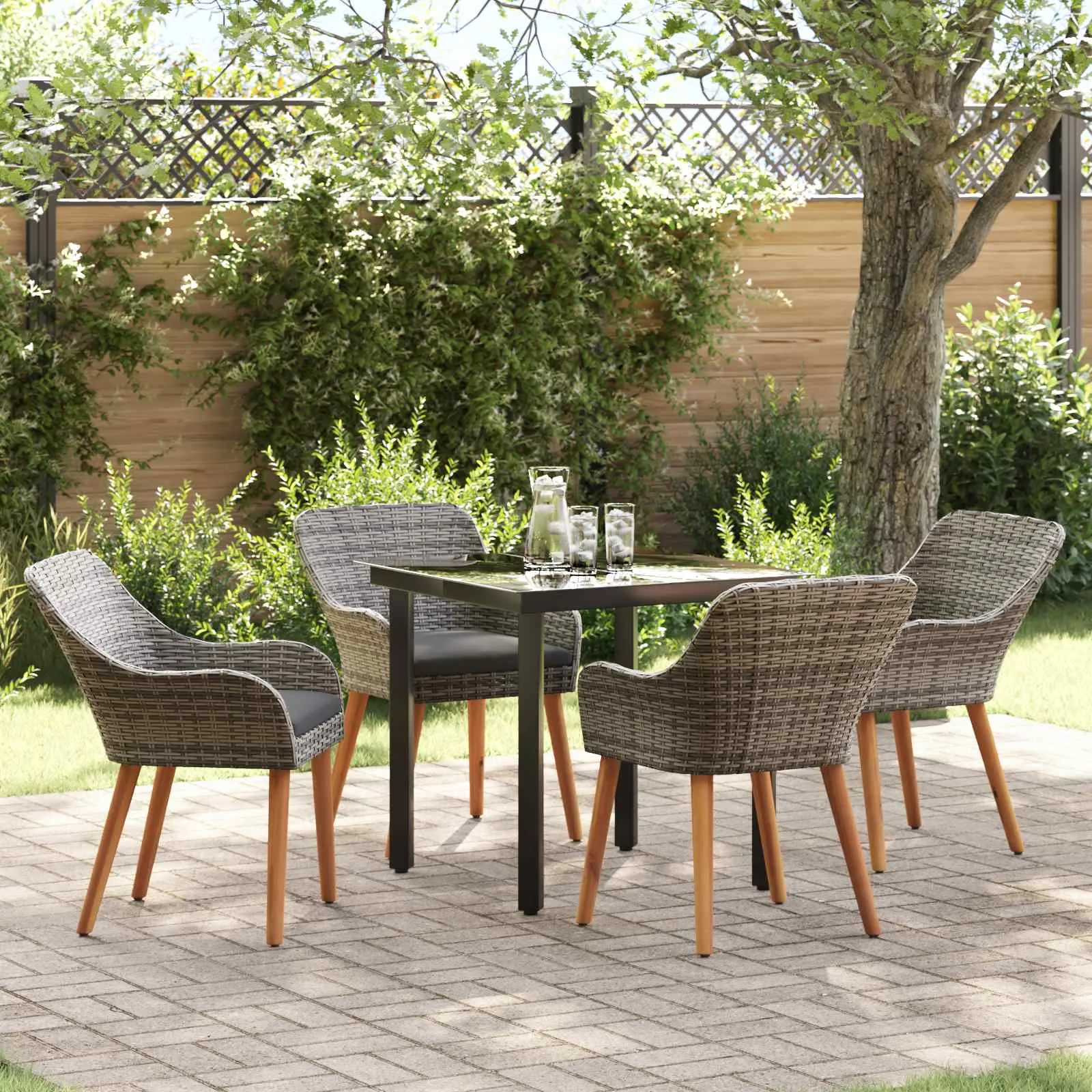 Garten-Esszimmer-Set Grau 80x80x74 cm für 4 Personen