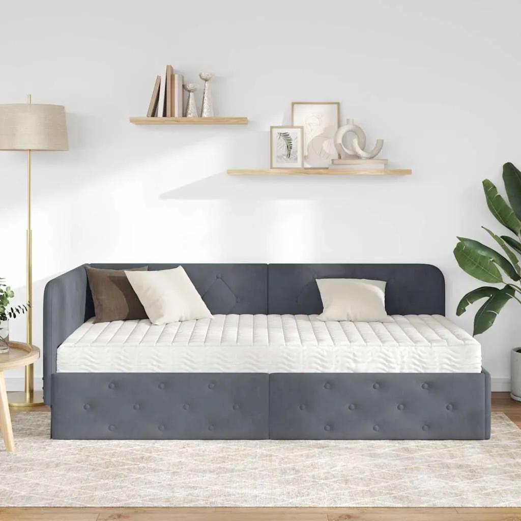 Eckbett mit Matratze 204 x 104 x 72 cm Dunkelgrau