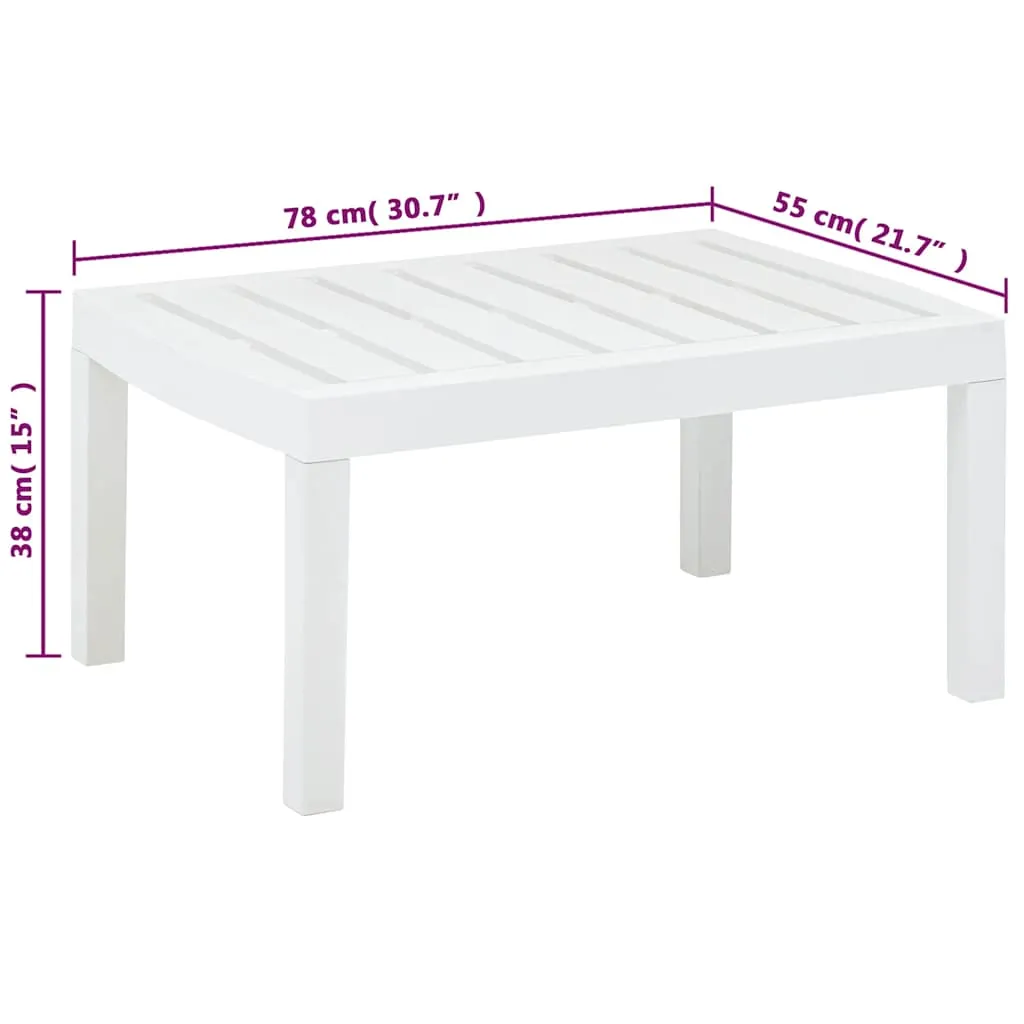 Gartentisch Kunststoff 78 x 55 x 38 cm Weiß wetterfest und langlebig