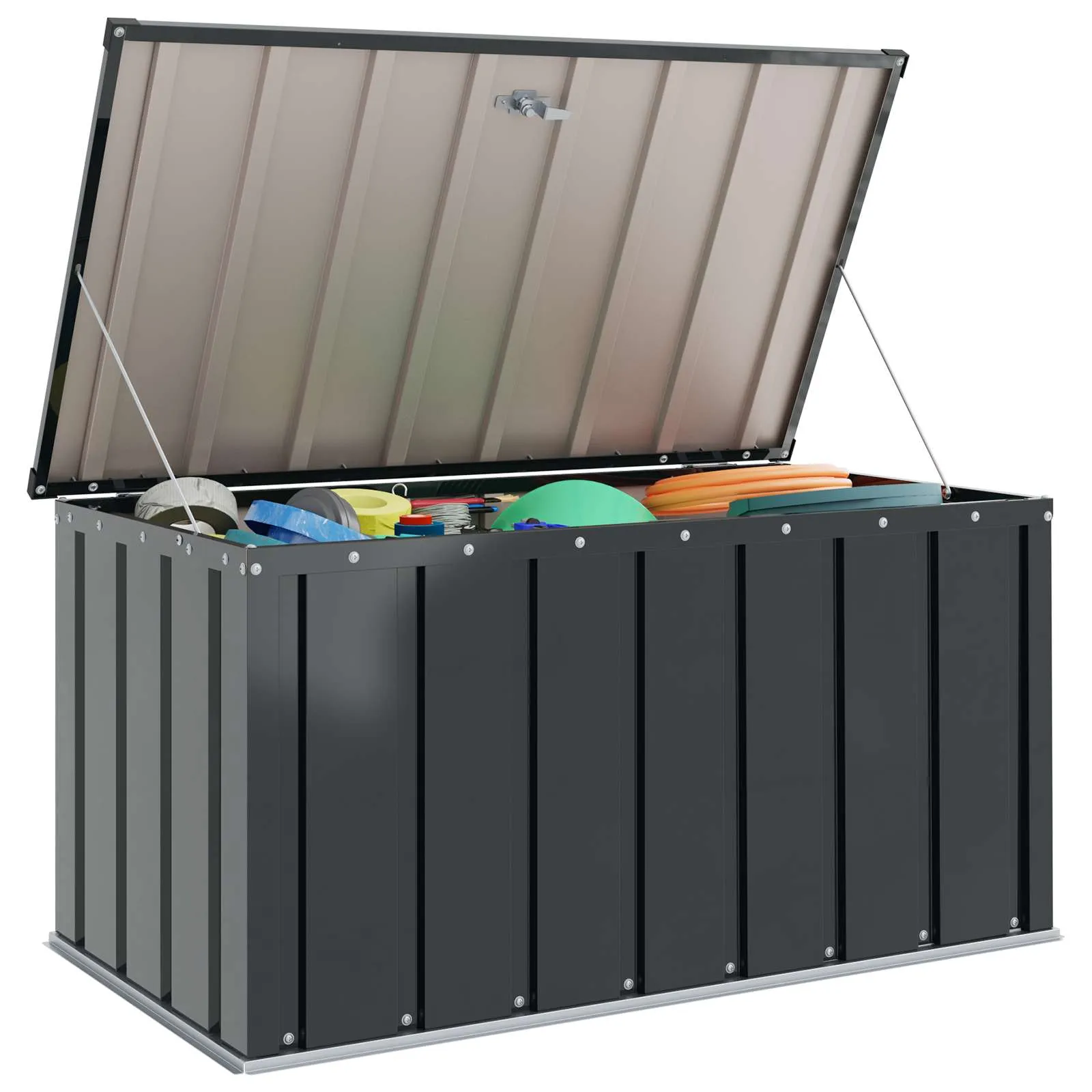 Schwarze Gartenlagerbox aus Stahl 101 x 56,5 x 50 cm