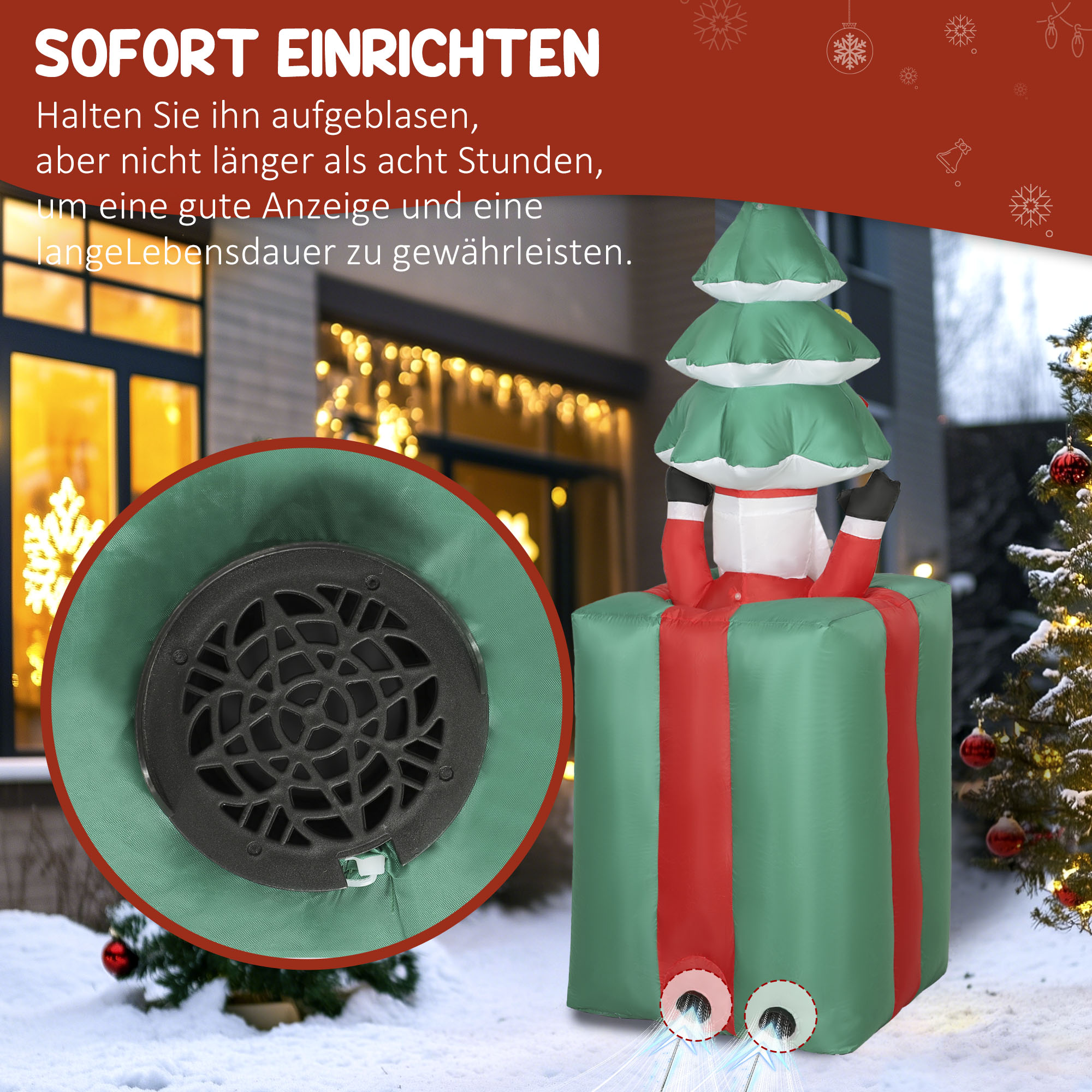 Aufblasbare Weihnachtsdekoration Weihnachtsmann LED Polyester