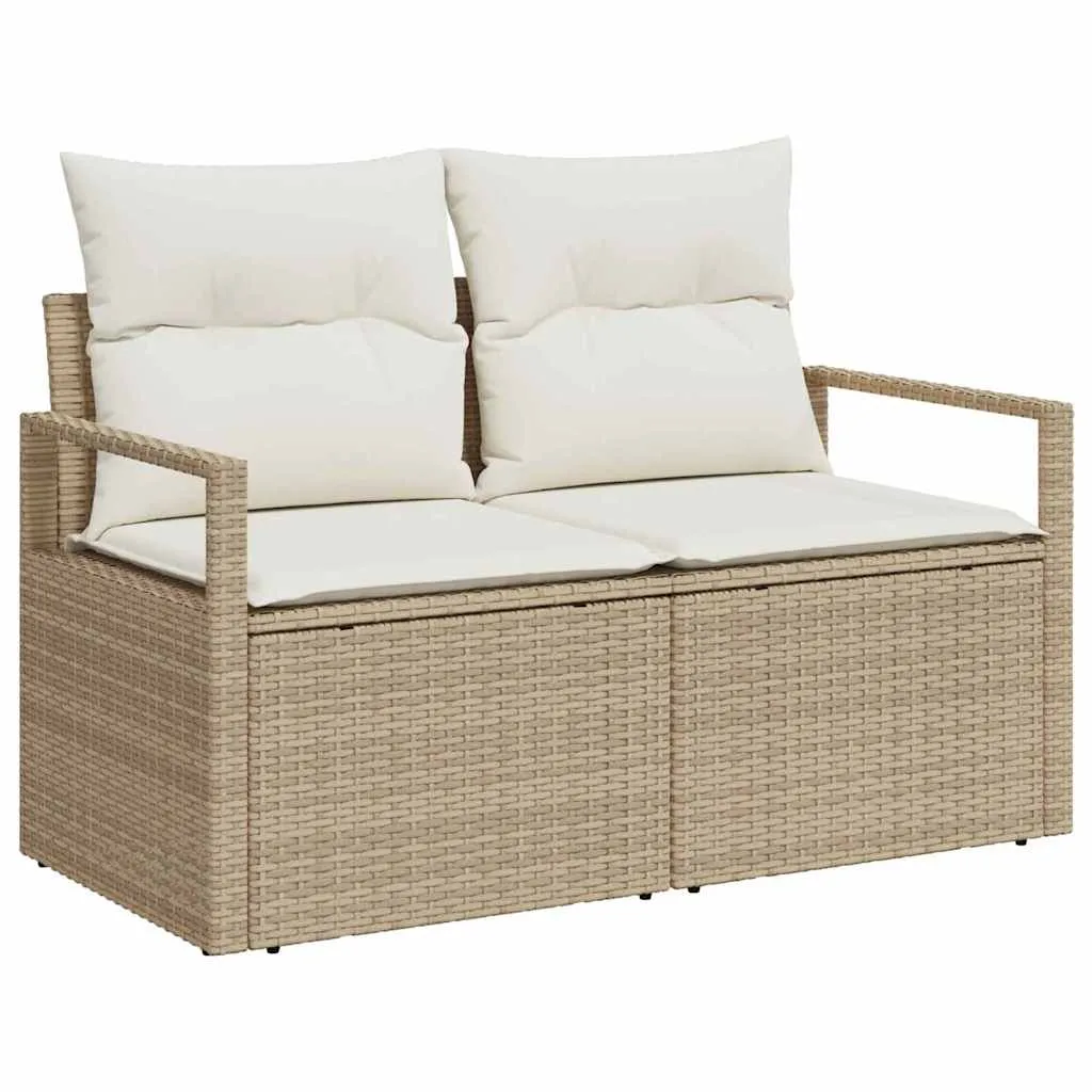 Poly-Rattan Garten-Esszimmer-Set 100x55x73 cm Beige Creme mit Echtholz