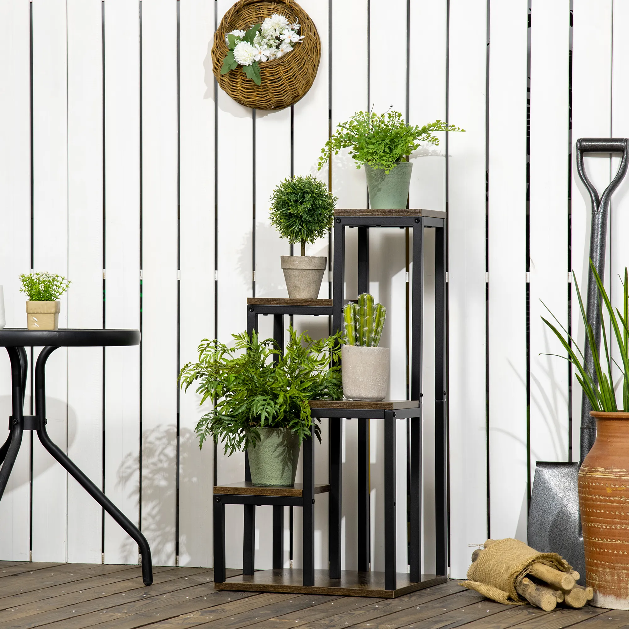 Rustikales Eck-Blumenregal 40L x 40B x 81H cm in Braun
