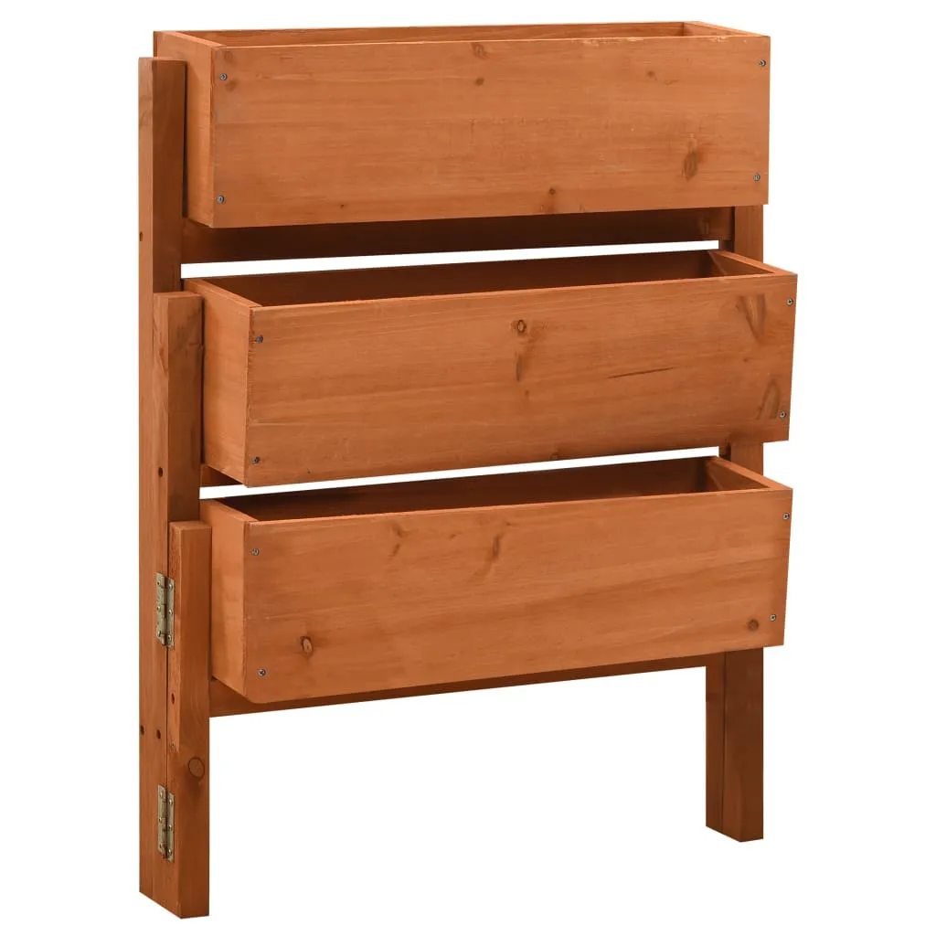 Pflanzkübel-Ständer aus massivem Massivholz, orange, 181x14x75 cm