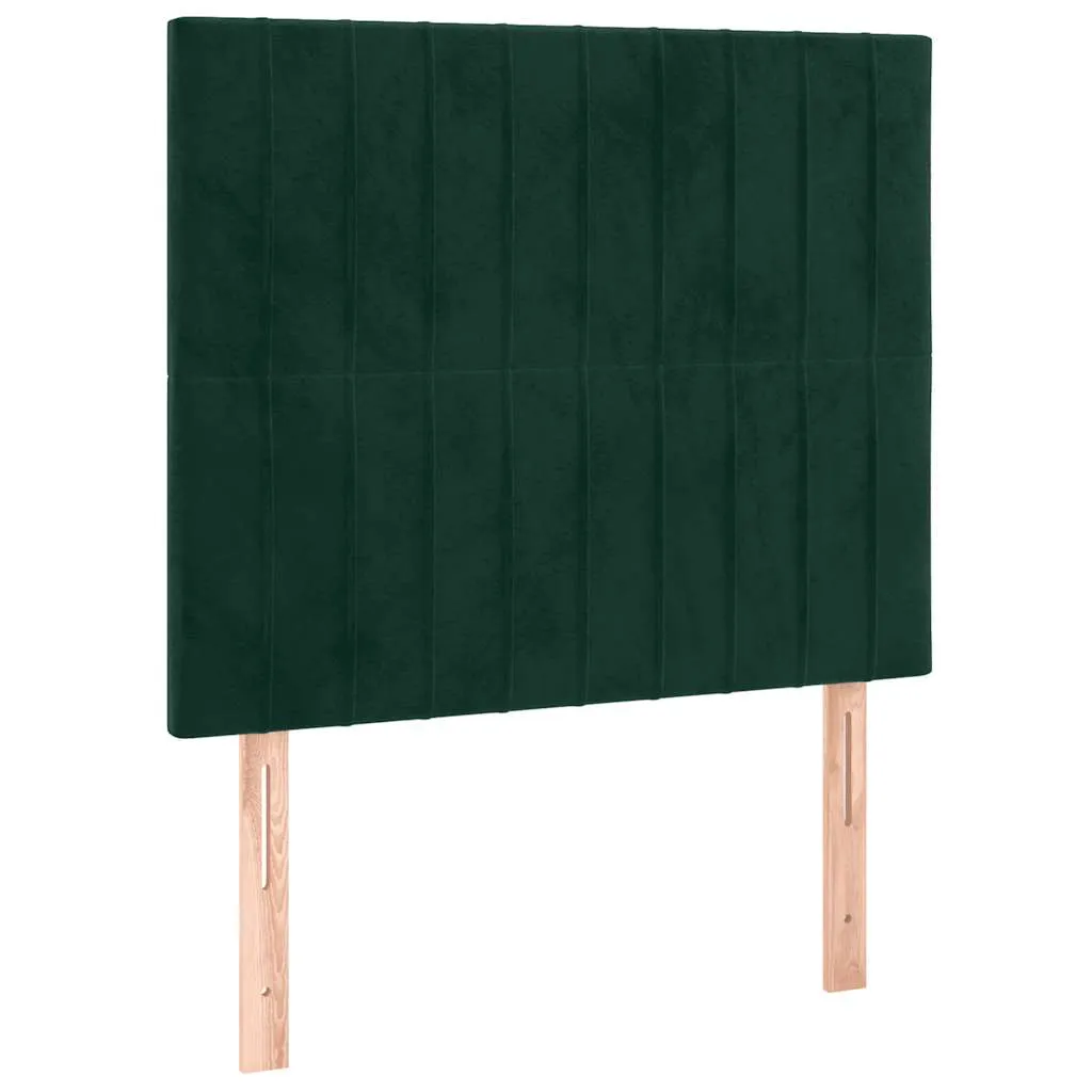 Boxspringbett mit Matratze, LED-Leiste, Samt, 80x200 cm, Dunkelgrün