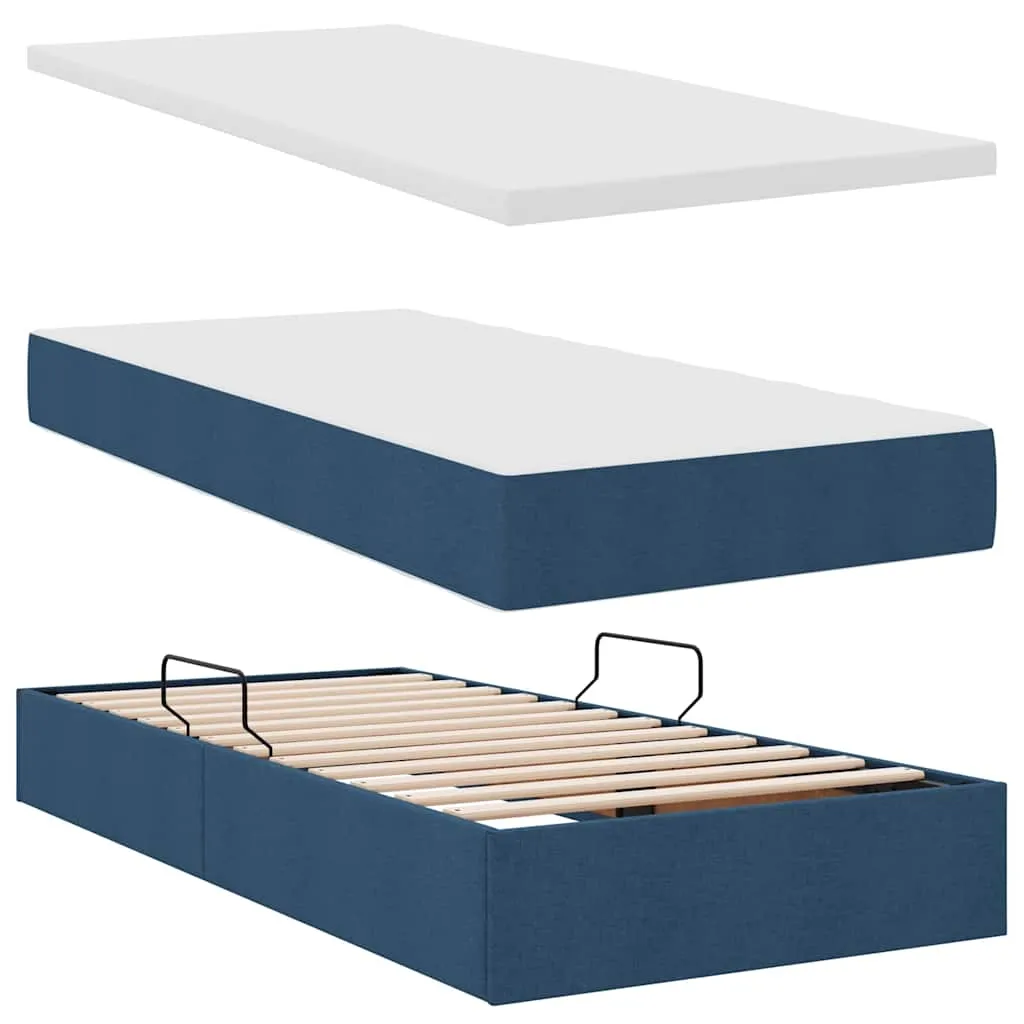 Speicherbett mit Matratze 200 x 200 cm Blau