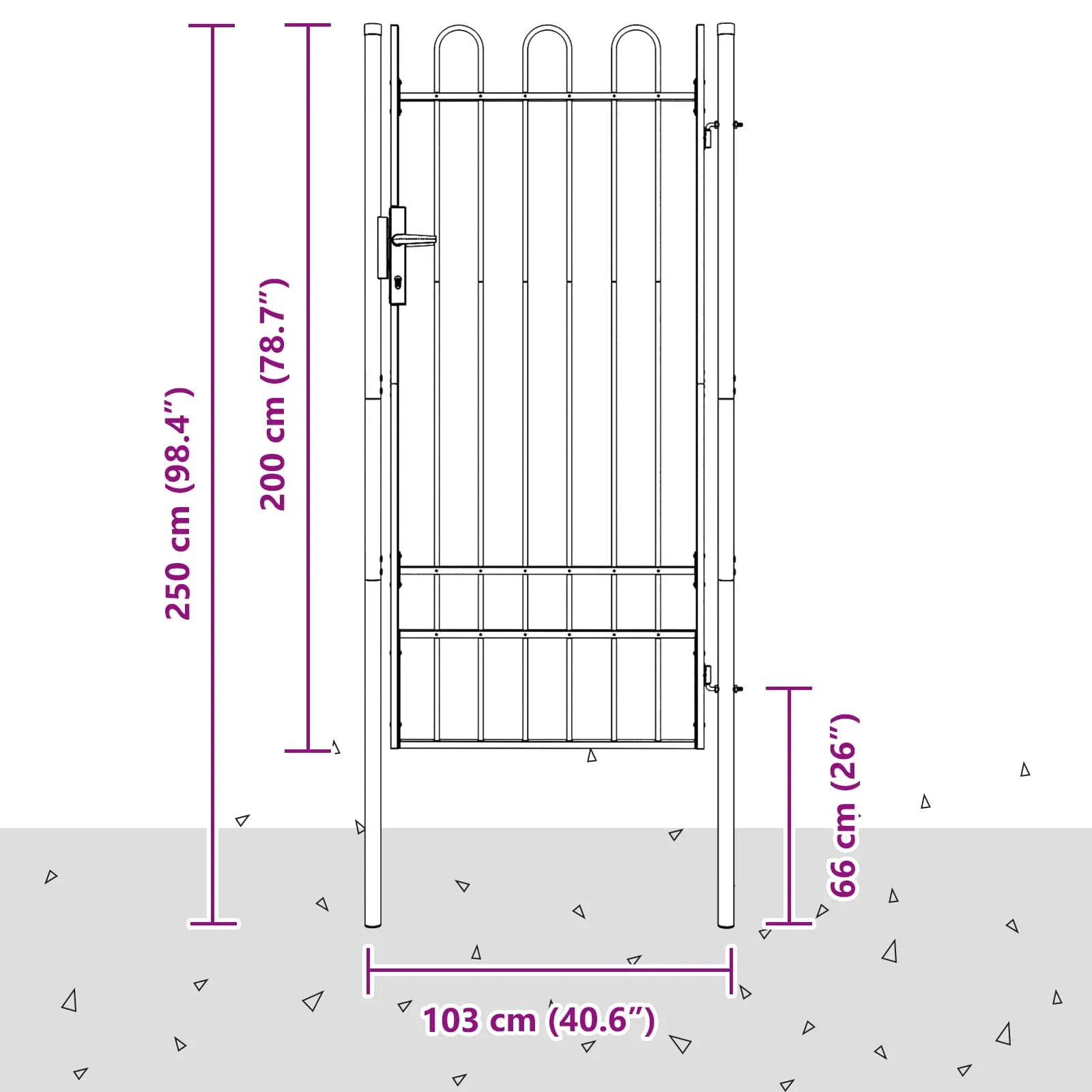 Zauntor BOXTEL 103 x 250 cm Pulverbeschichteter Stahl Grau