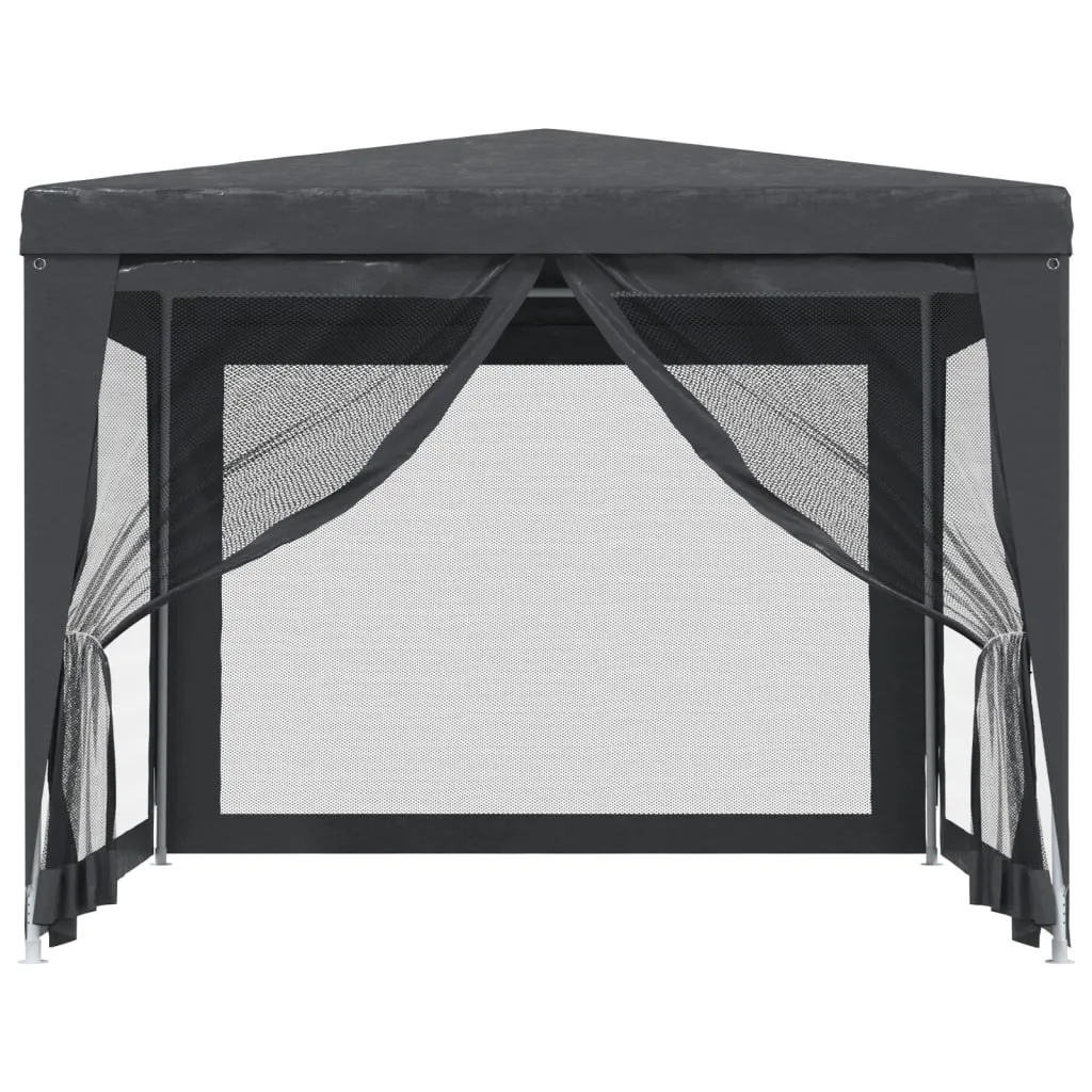 Partyzelt 300x300x246 cm Anthrazit mit wasserfestem HDPE und Mesh-Seitenwänden