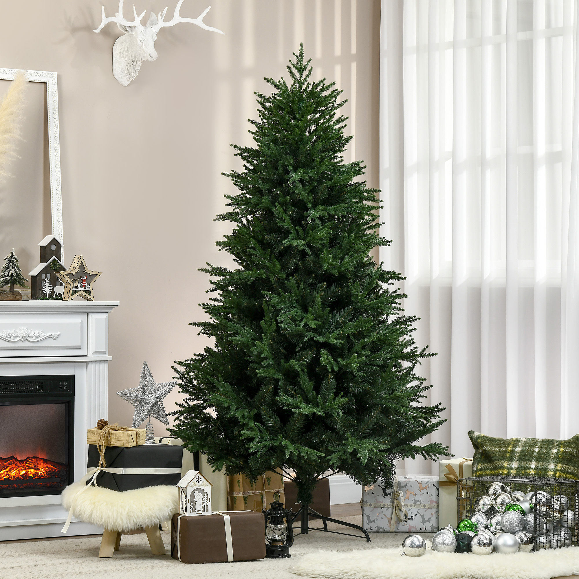 Kunsttanne Weihnachtsbaum realistisch PVC/PE, 180 cm, Grün