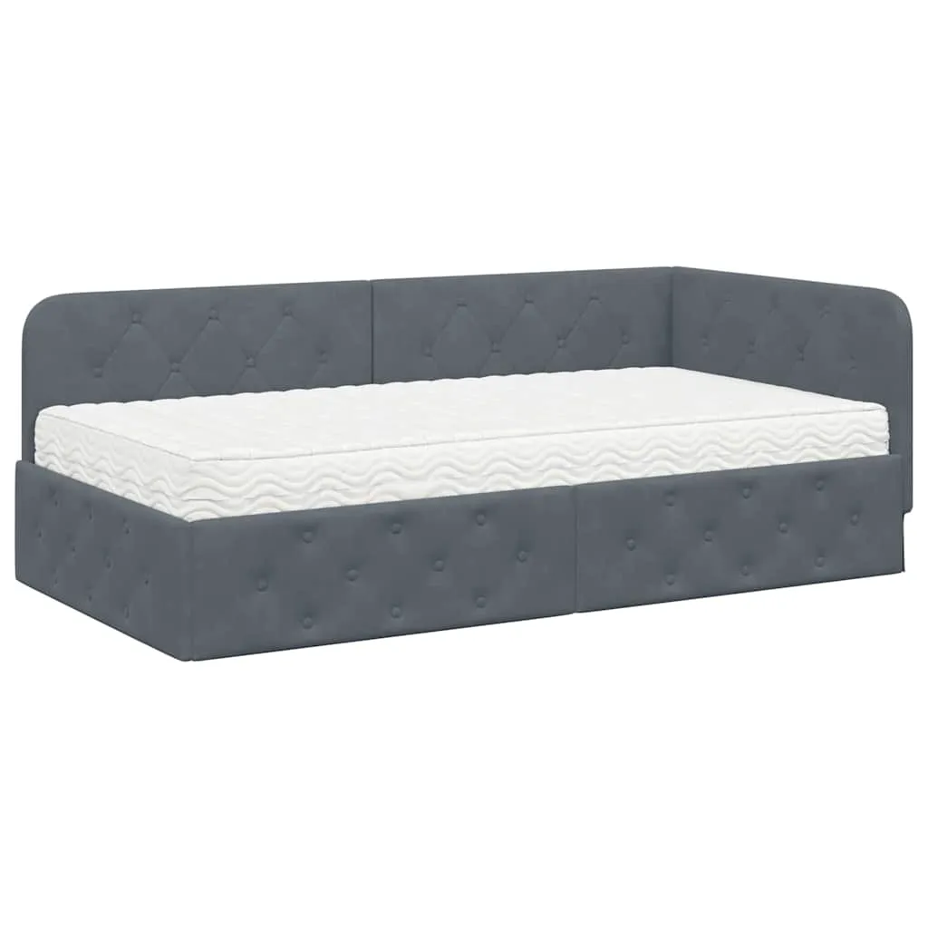 Eckbett mit Matratze 204 x 104 x 72 cm Dunkelgrau