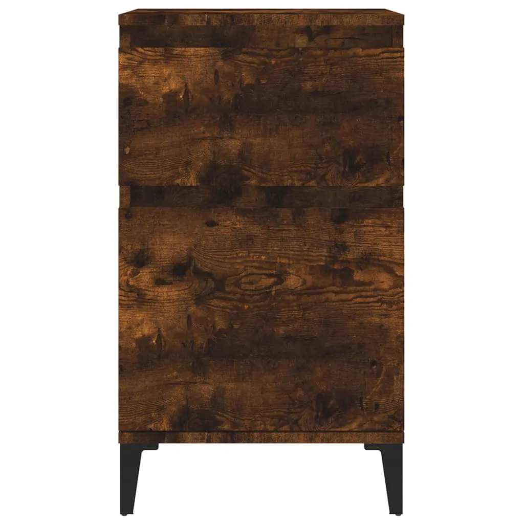 Nachttisch Räuchereiche 40 x 35 x 70 cm aus Holzwerkstoff und Metall
