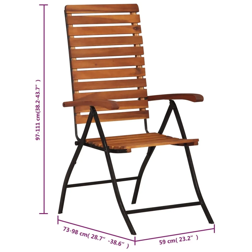 Gartenstühle aus Echtholz mit Stahlrahmen 59x(73-98)x(97-111) cm