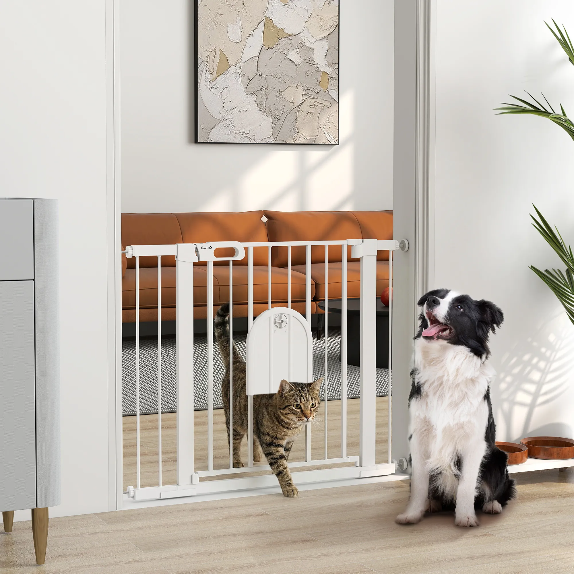 Treppenschutzgitter für Hunde aus Stahl, 75-103 cm, Weiß