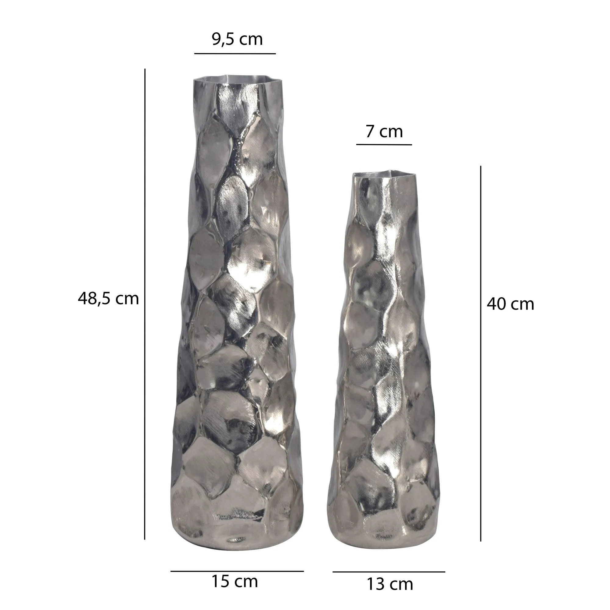 Deko Vase 2er Set Aluminium Silber Blumenvase Modern