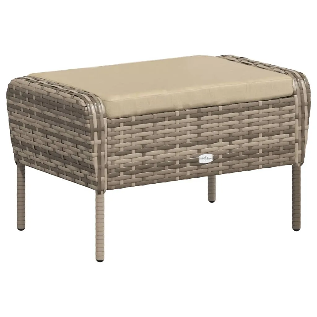 Gartenstuhl mit Fußhocker Hellbraun 69x78x88 cm PE-Rattan & Stahl