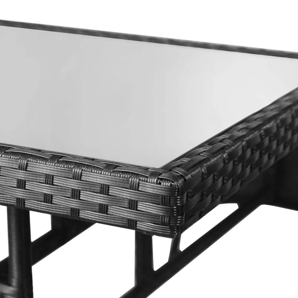 Gartentisch mit Glasplatte 80x80x74 cm Schwarz
