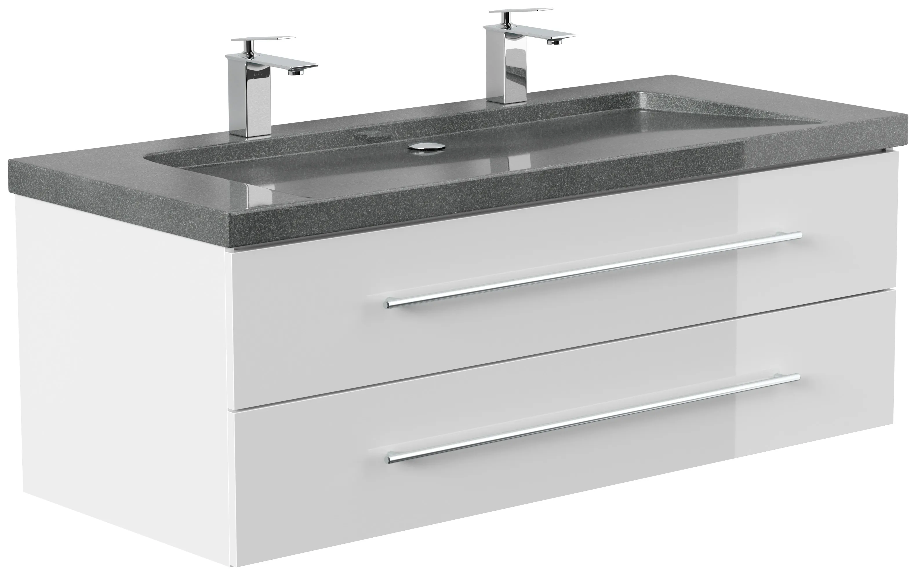 Badmöbel Granit G654 YAMO 130 cm 2 Hahnlöcher SoftClose weiß hochglanz Badmöbel Granit G654 YAMO 130 cm 2 Hahnlöcher SoftClose weiß hochglanz