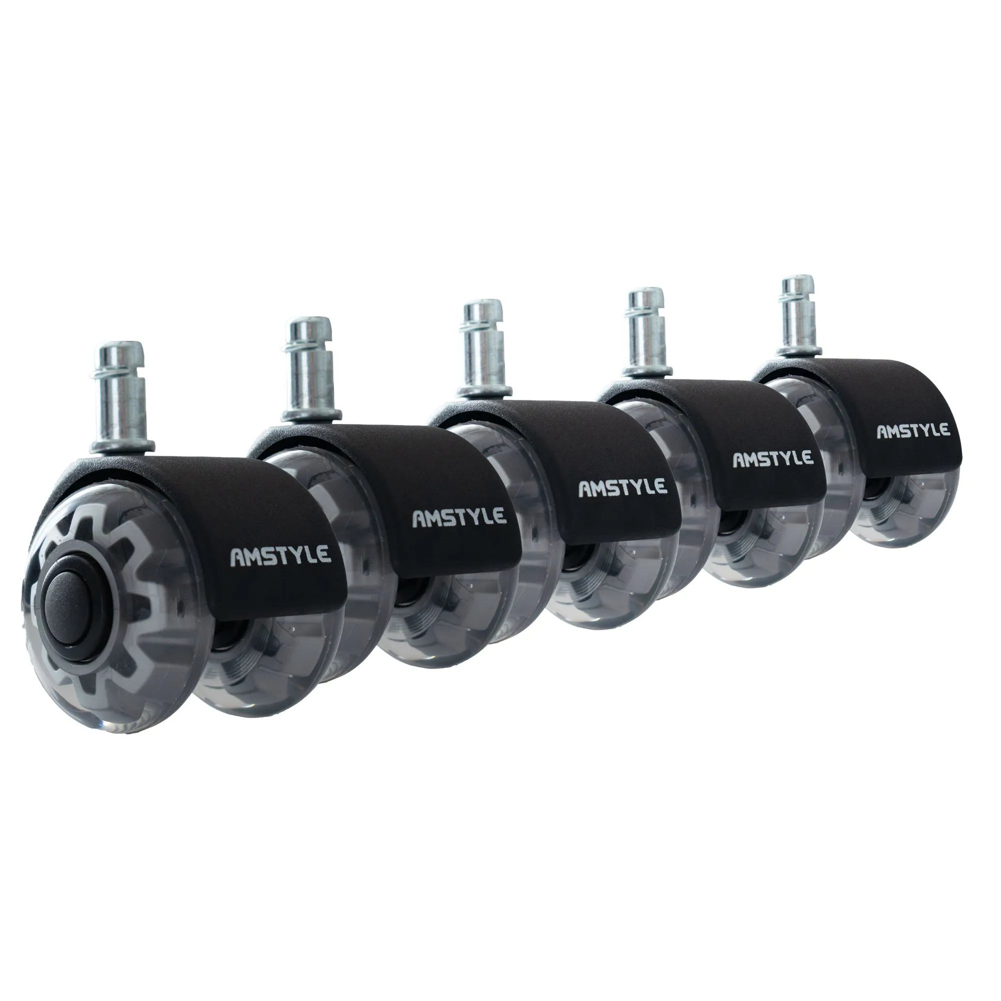 Amstyle 5er Set leichtgängige Universal-Schwerlastrollen für Bürostuhl 11 mm Stift / Durchmesser 50 mm