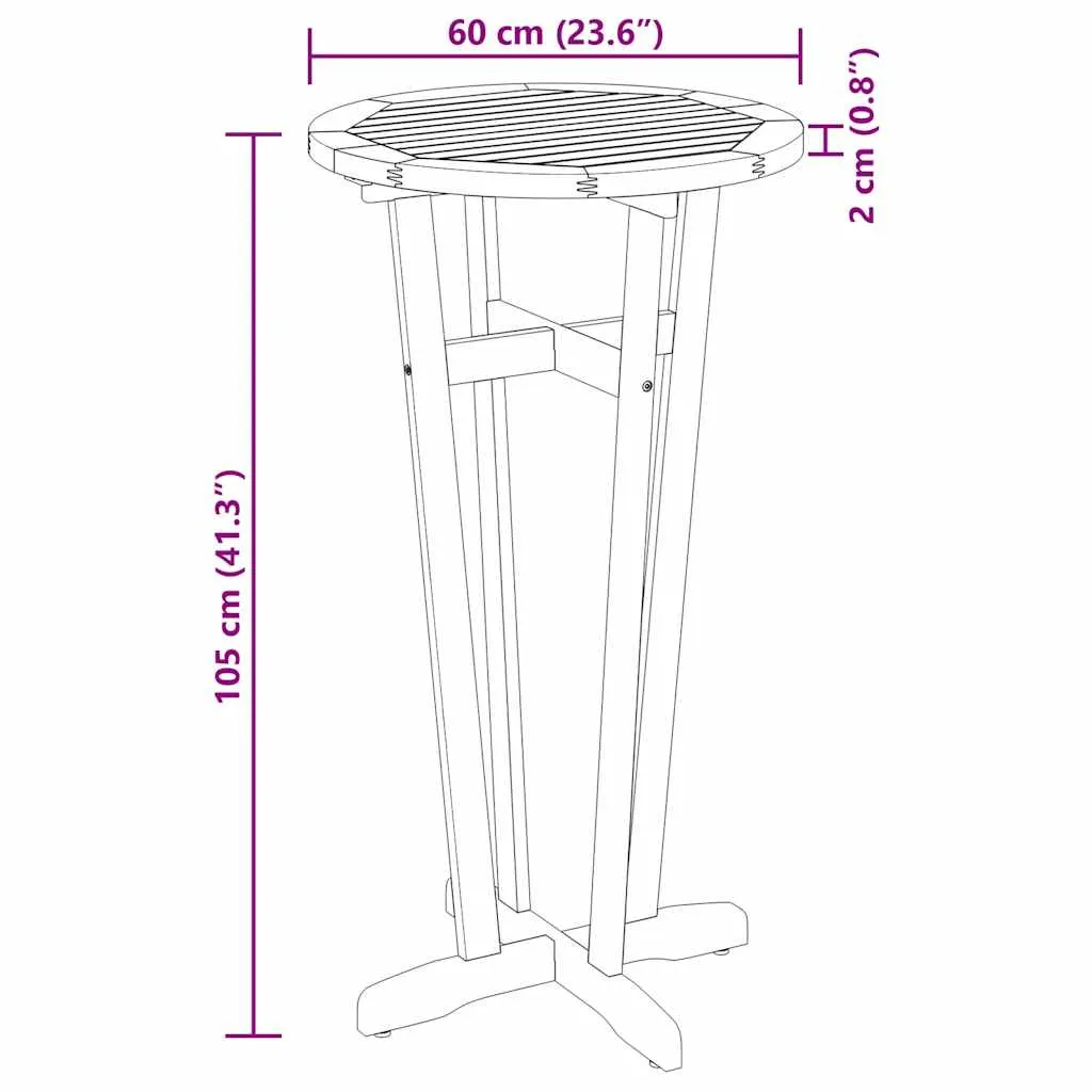 Echtholz Bartisch 60 x 105 cm für Innen- und Außenbereich