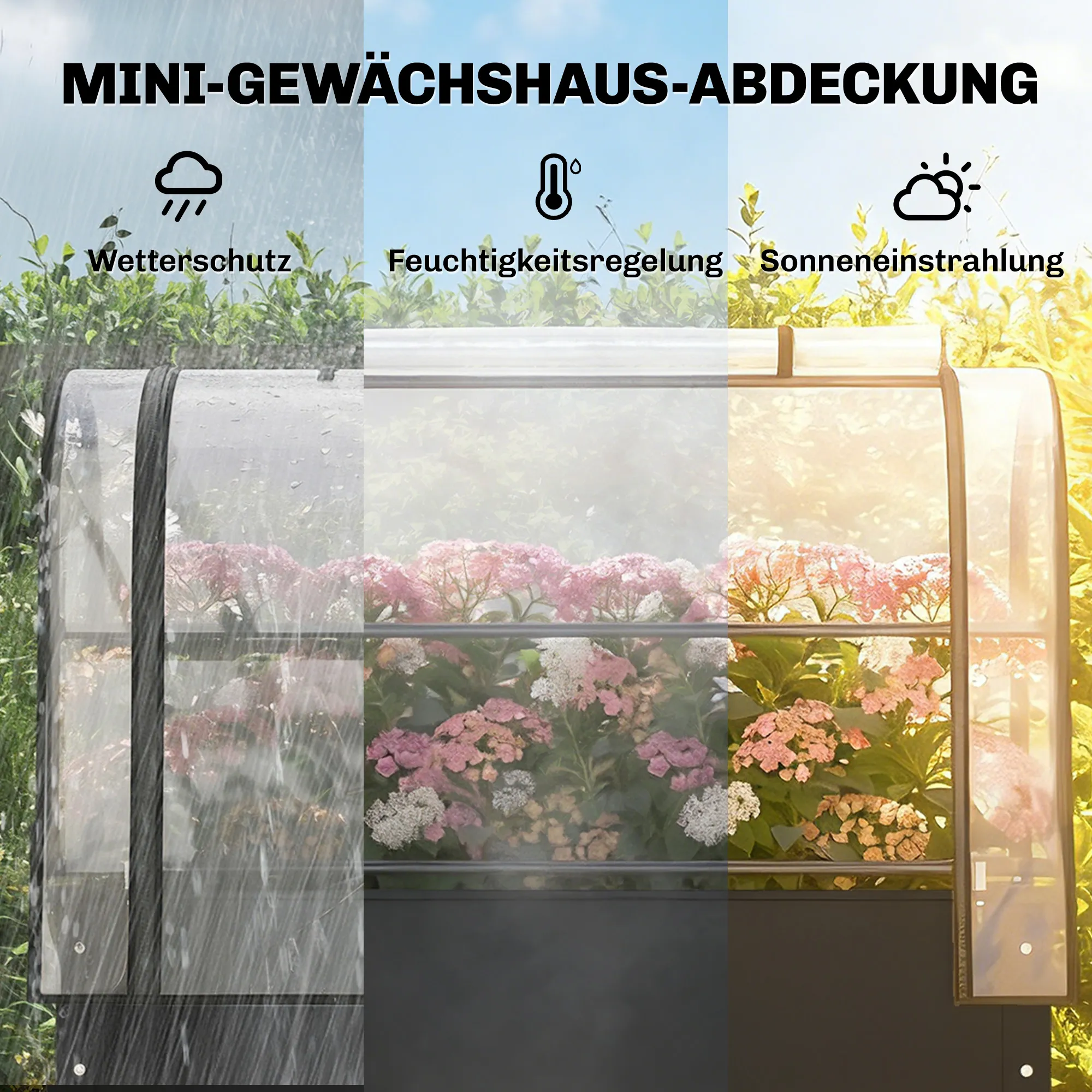 Hochbeet mit Abdeckung 100L x 49B x 136H cm Schwarz