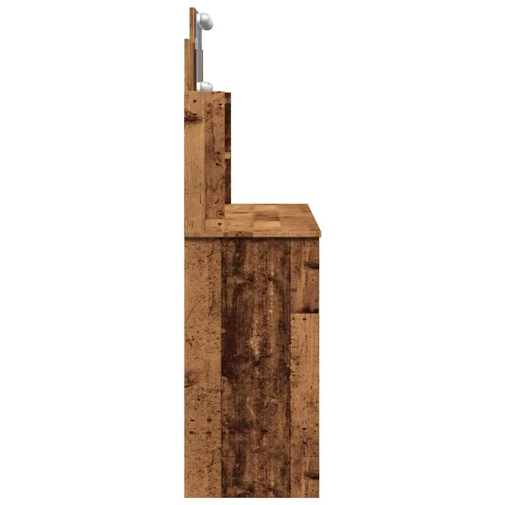 Schminktisch mit Spiegel und LED-Beleuchtung 96x40x142 cm Altholz