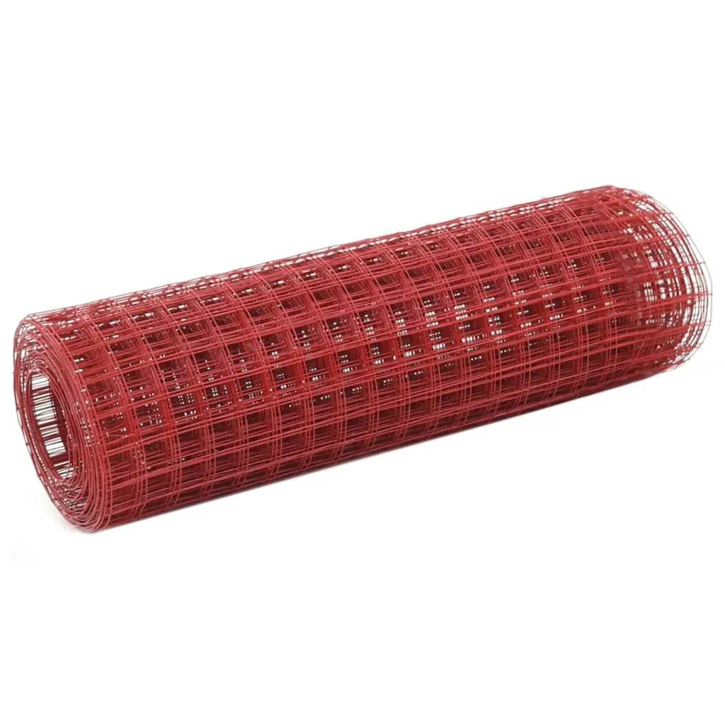 Maschendrahtzaun 10x0,5 m Rot mit PVC-beschichtetem Stahl