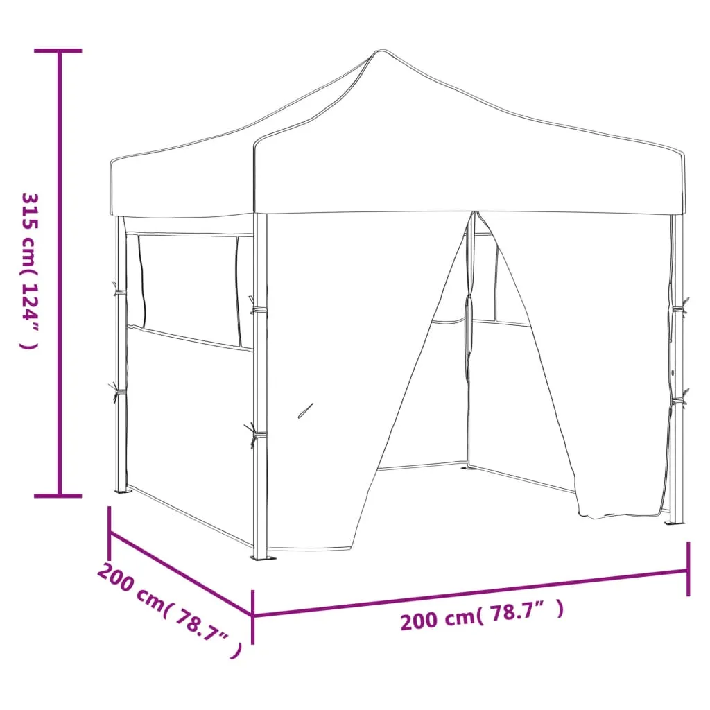 Faltbares Partyzelt 2x2x3,15 m Creme mit UV- und Wasserbeständigem Dach