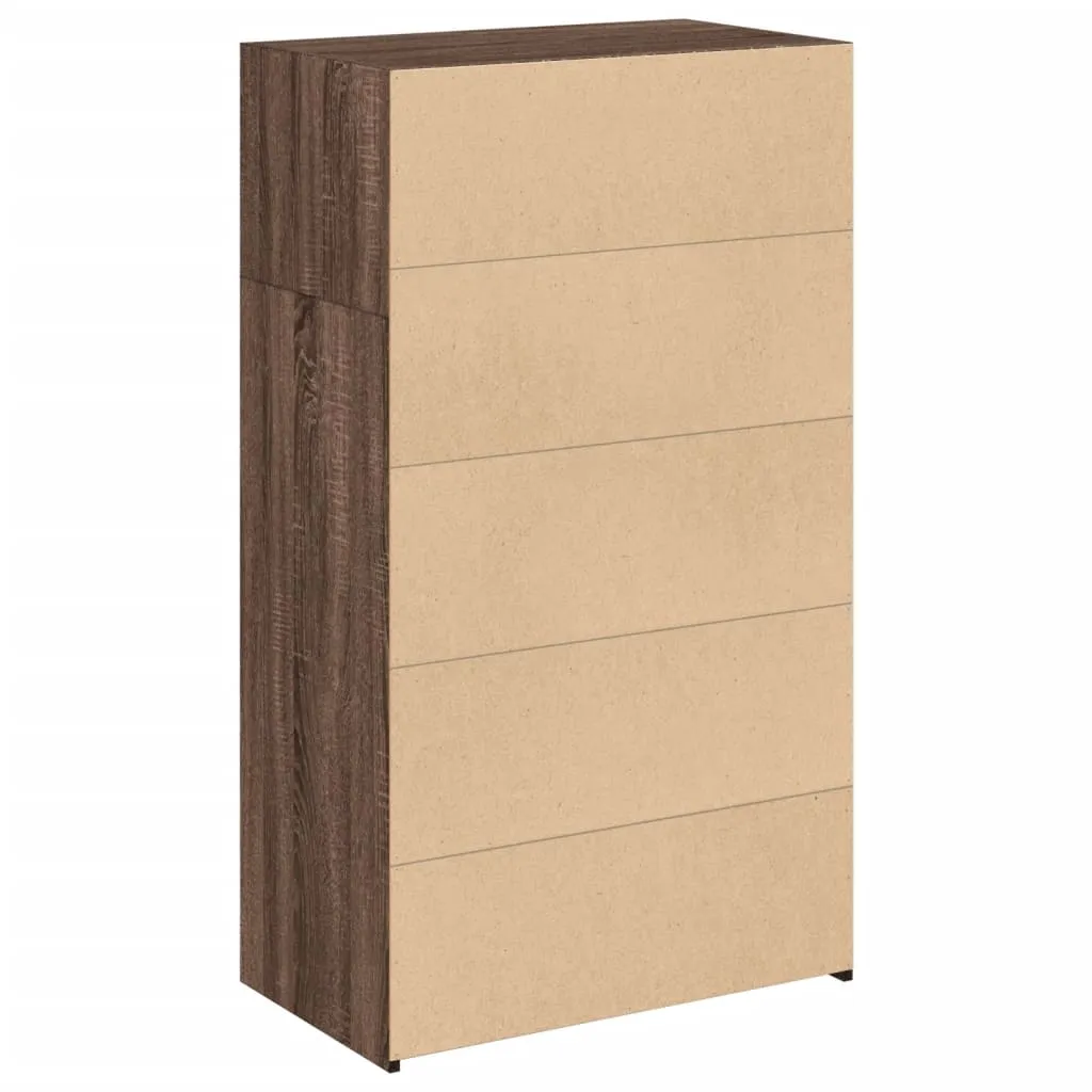 Klassisches Highboard 70 x 41 x 124 cm Braun Massivholz Optik