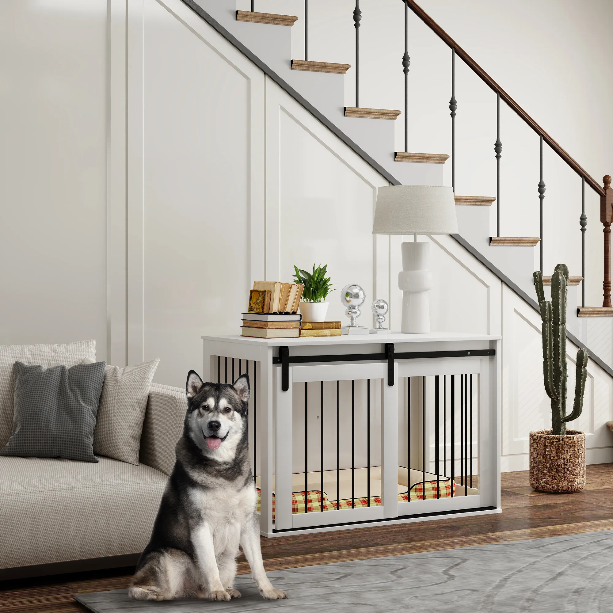 Hundekäfig Weiß 98L x 58B x 61H cm