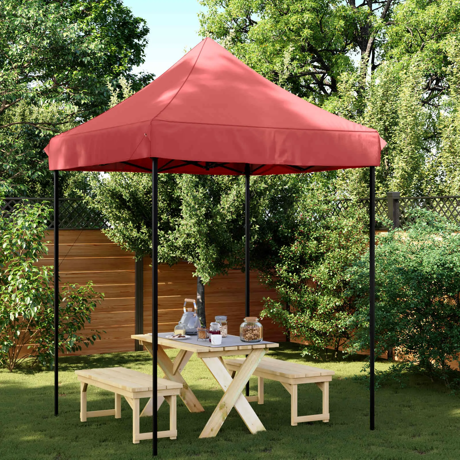 Elegantes Partyzelt 200 x 200 x 306 cm in Bordeauxrot