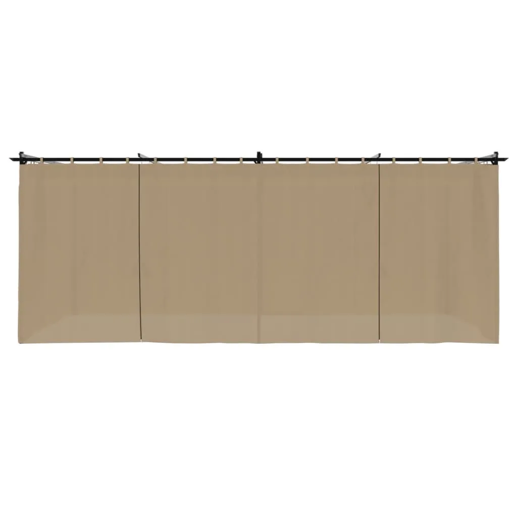 Gartenpavillon 596x295x221 cm Anthrazit mit Taupe Stoff und einziehbarem Dach