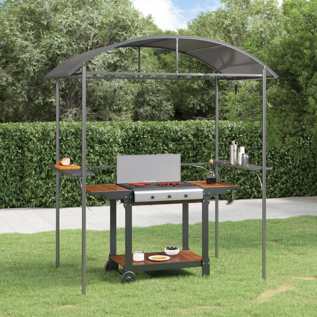 Grillpavillon Anthrazit 220 x 115 x 230 cm mit Stahlrahmen und PC-Dach